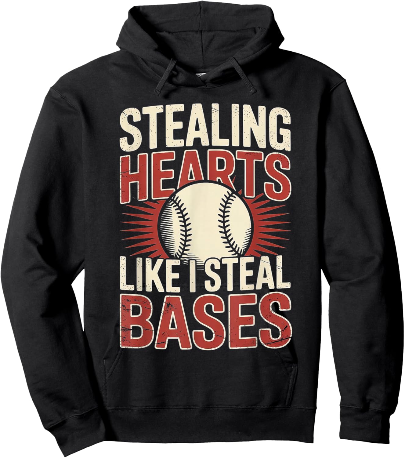 Stealing Hearts Like I Steal Bases Baseball Valentine Retro Hoodie - Hoodie | Black