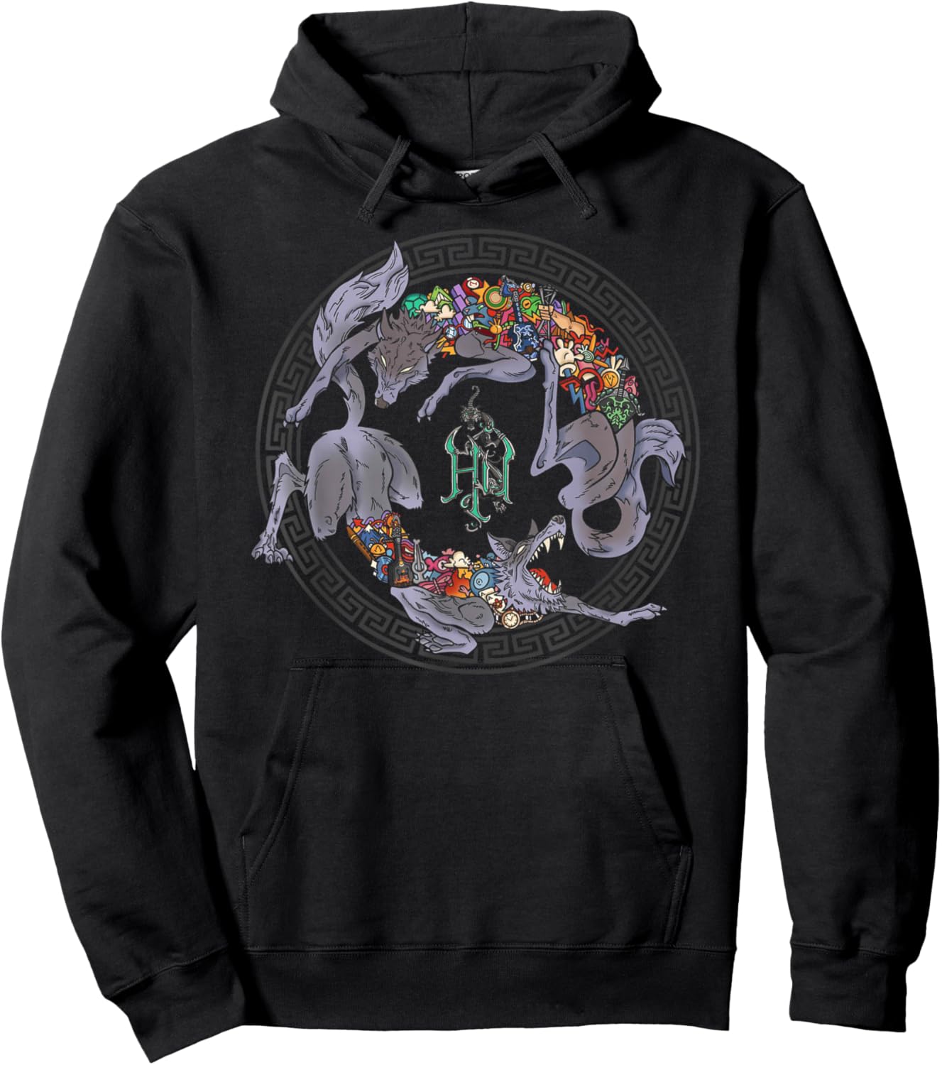 The Hu Wolf Circle Emblem Hoodie - Hoodie | Black