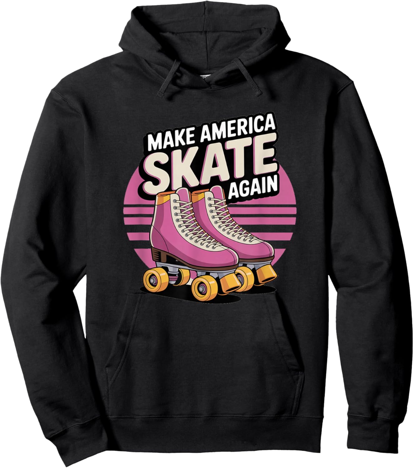Funny Make America Skate Again Retro Skating Roller Rink Hoodie - Hoodie | Black