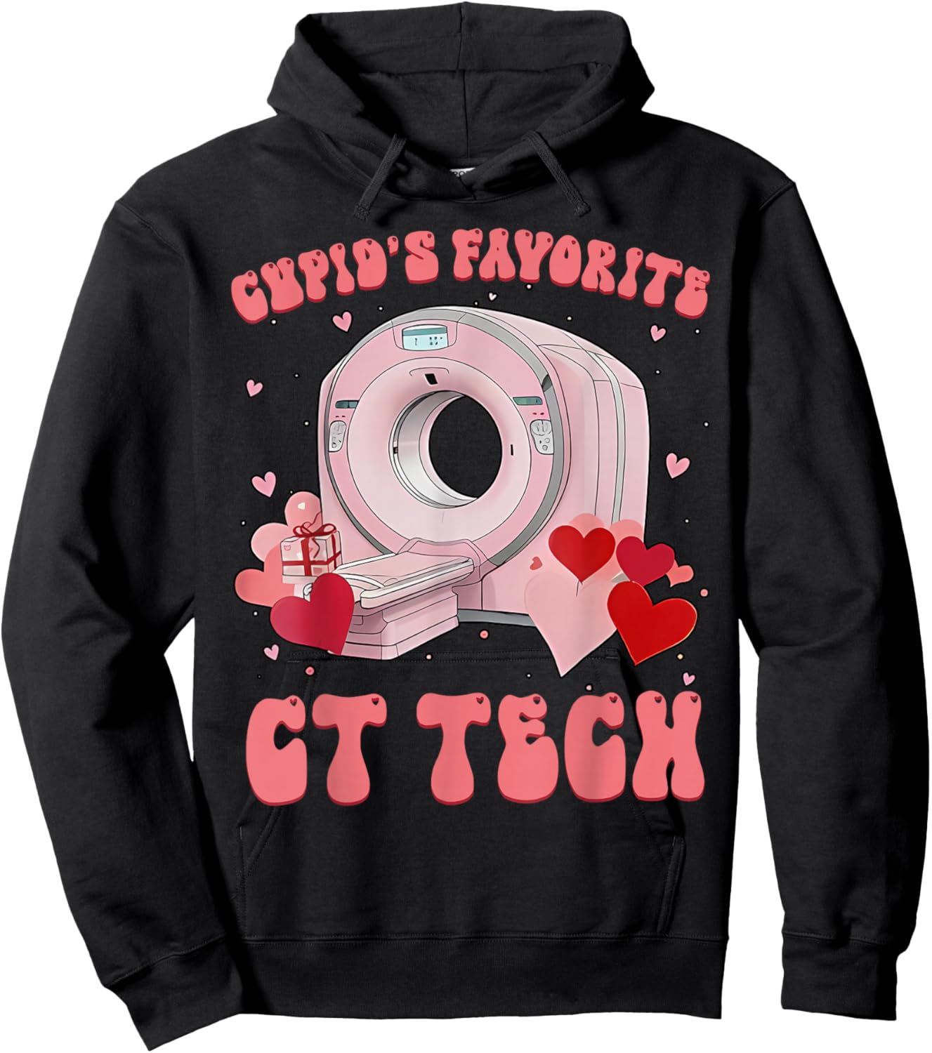 Cupid's Favorite CT Tech Radiology Valentines Day Xray Tech Hoodie - Hoodie | Black