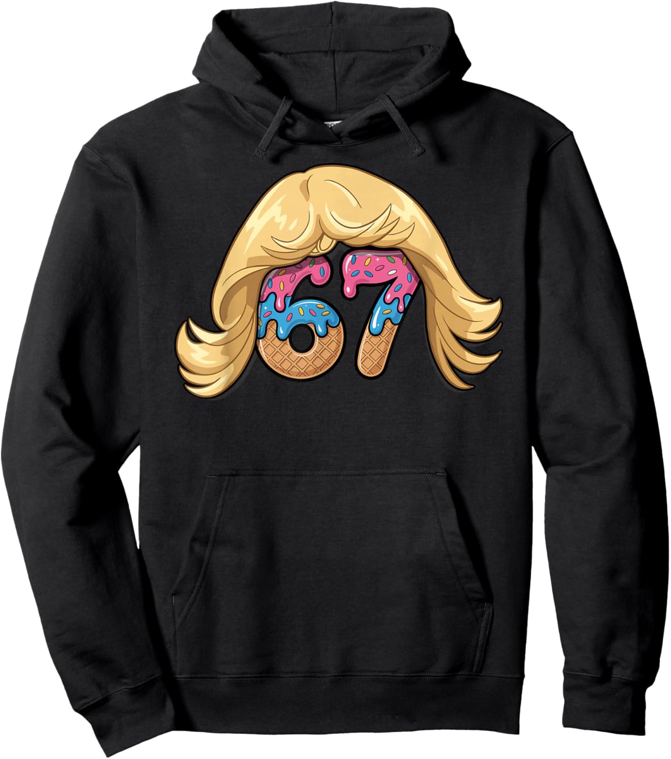 67 Ice Cream Drip Six Seven Gen Slang Alpha Funny Meme Hoodie - Hoodie | Black