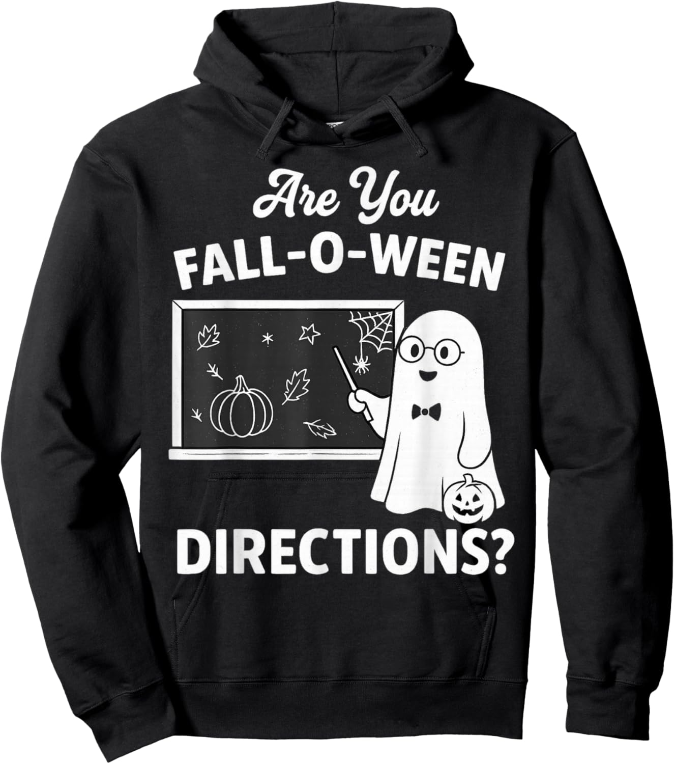Retro are You Fall O Ween Directions Teacher Halloween Ghost Hoodie - Hoodie | Black