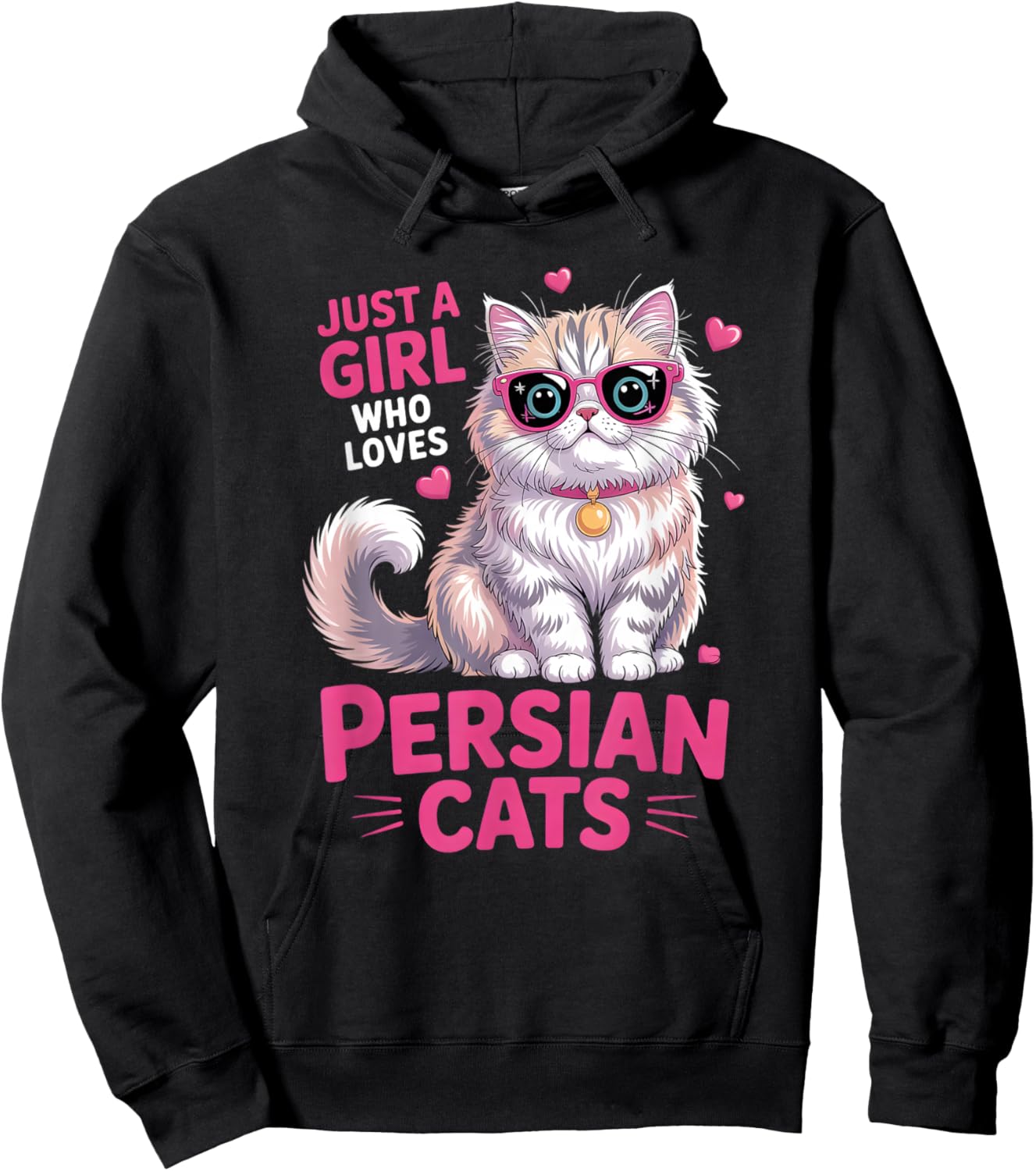 Girls Persian Cat Hoodie - Hoodie | Black