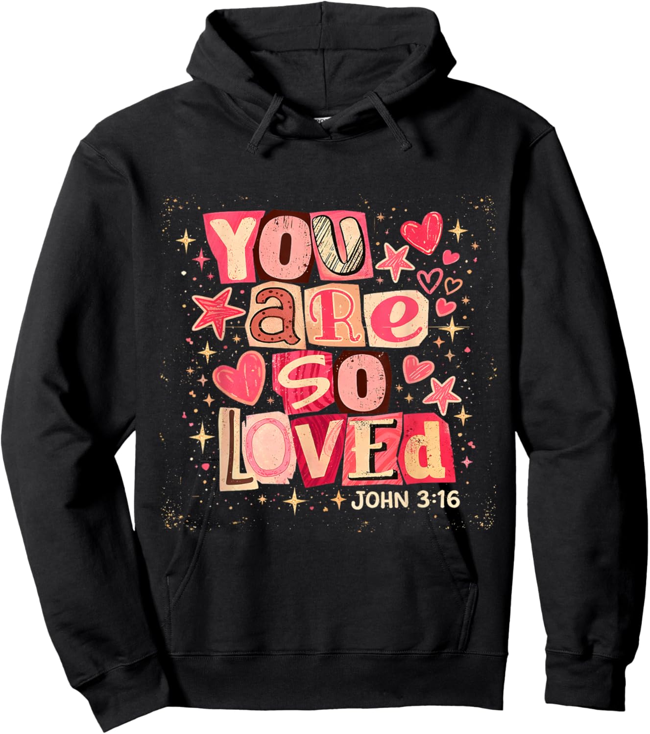You are So Loved John 3:16 Retro Bible Verse Graphic Hoodie - Hoodie | Black