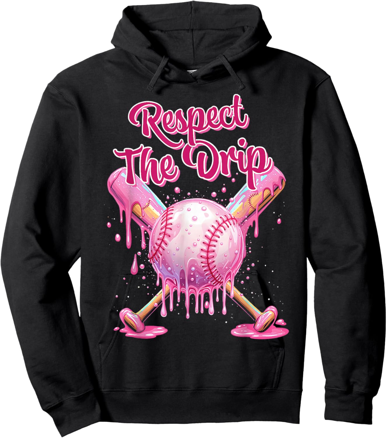 Baseball Drip Respect The Drip Pink Cute Ice Cream Sprinkles Hoodie - Hoodie | Black