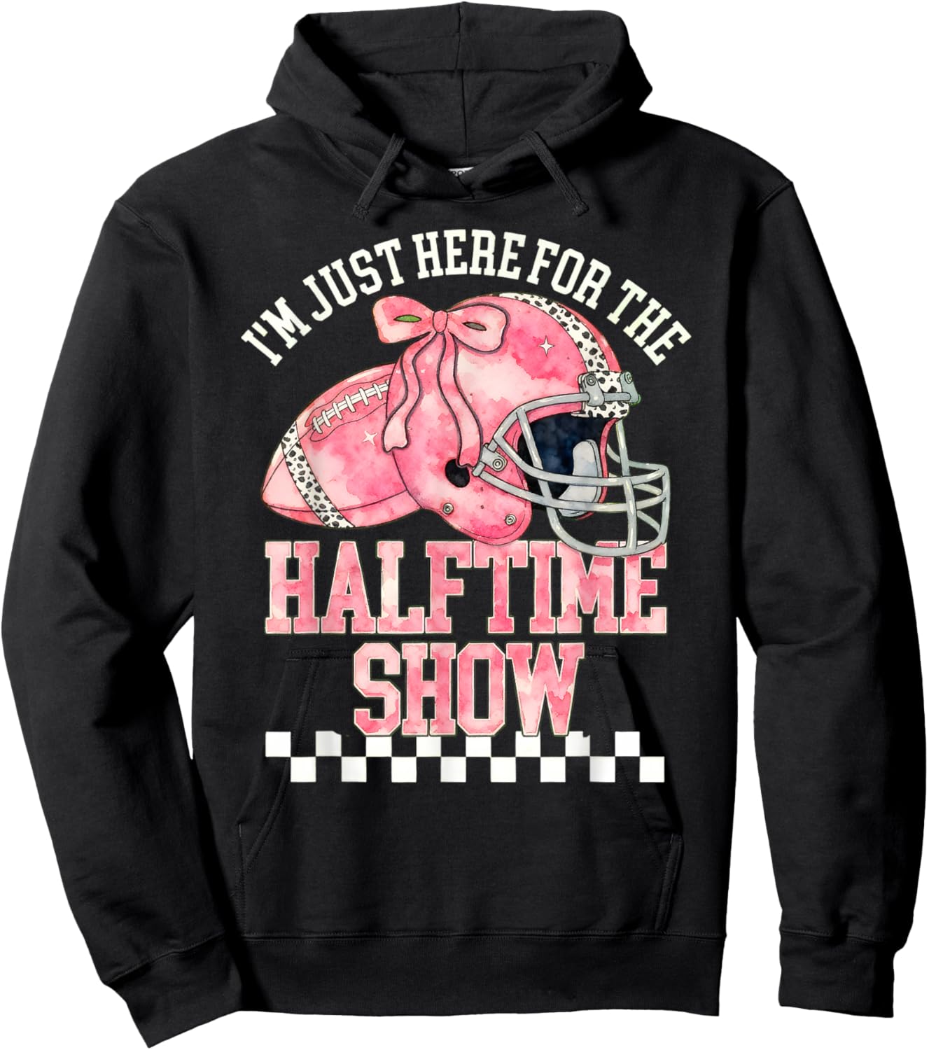 Just Here for The Halftime Show Retro Football Funny Footbal Hoodie - Hoodie | Black