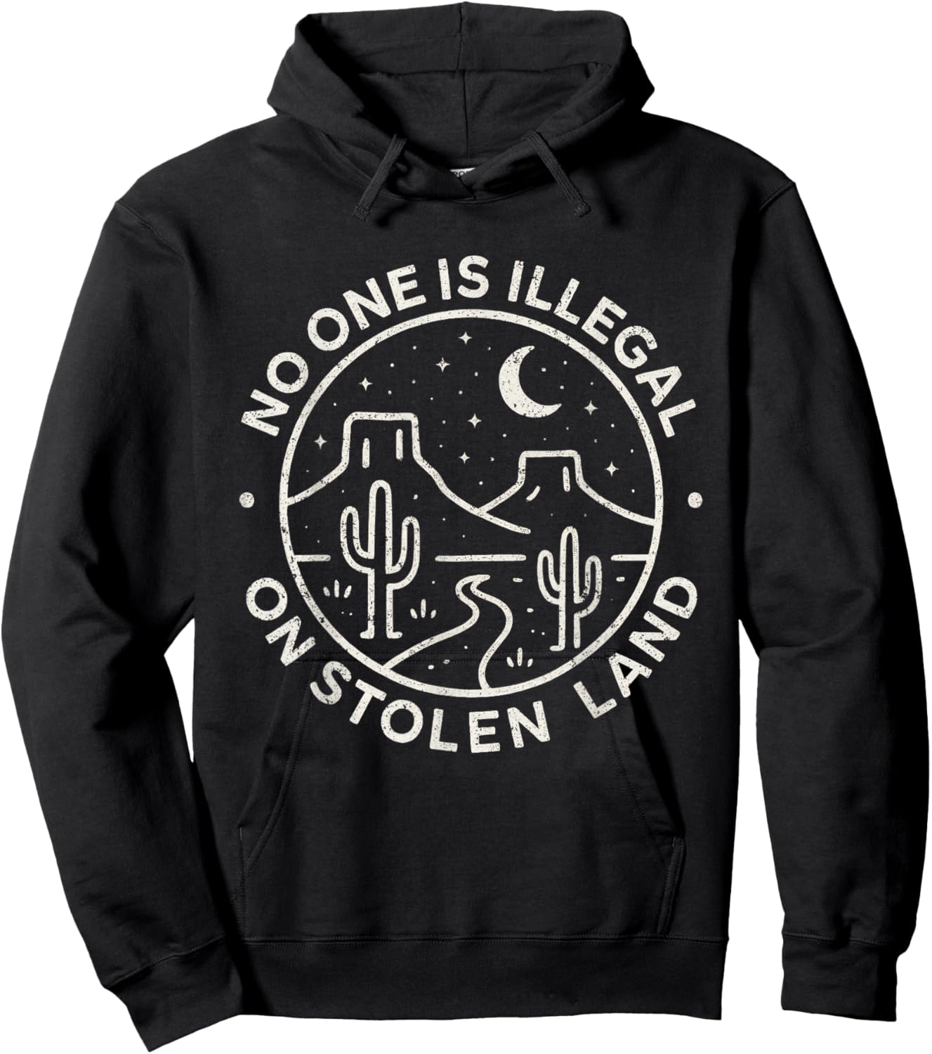 No One is Illegal On Stolen Land Native Americans Vintage Hoodie - Hoodie | Black