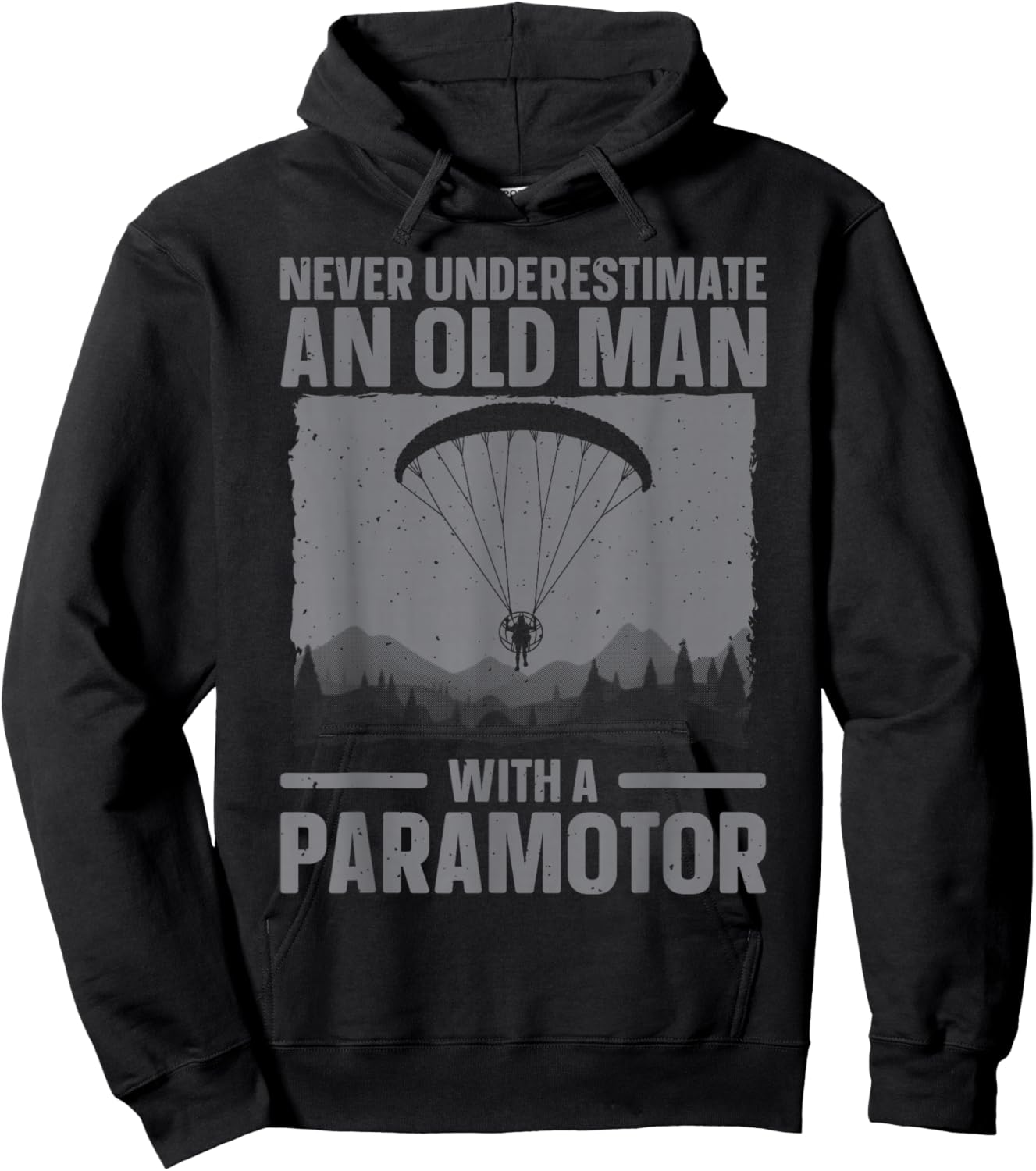Cool Paramotor Art Grandpa Paragliding Paramotoring Hoodie - Hoodie | Black