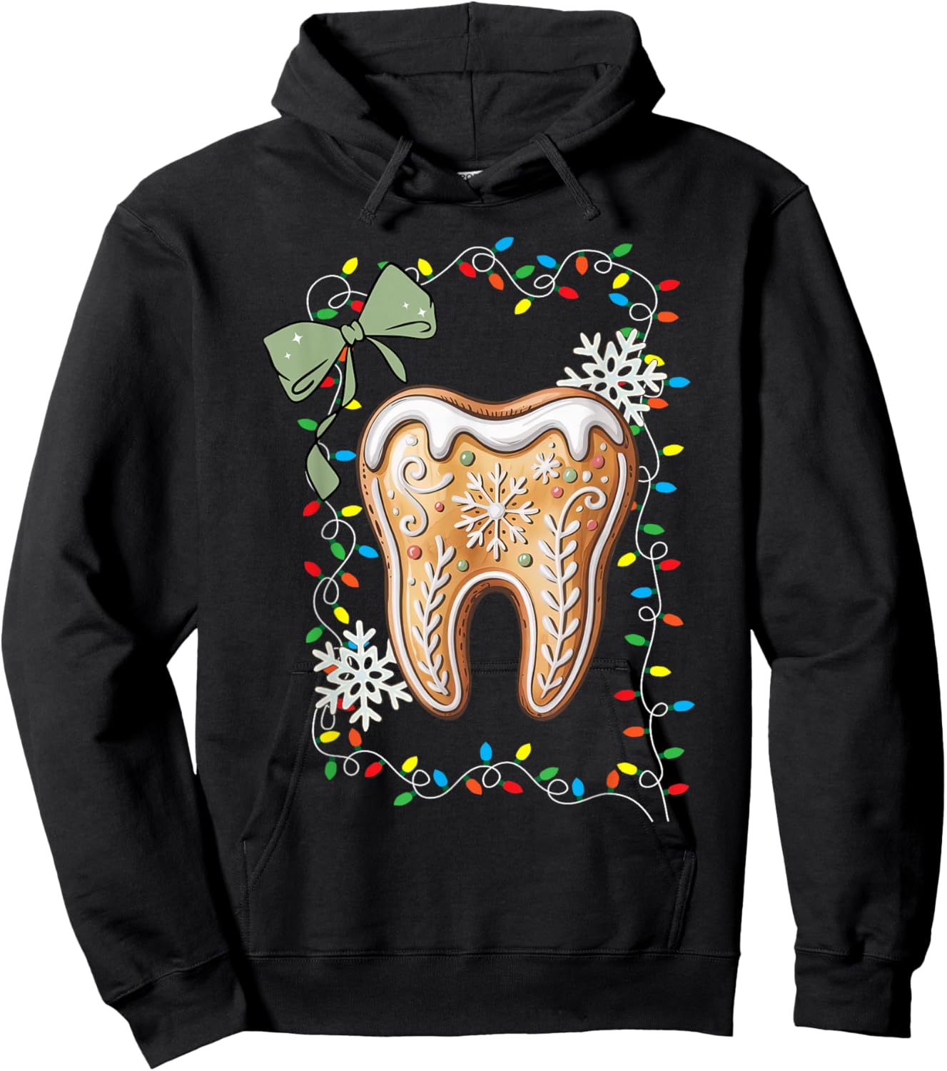 Christmas Dental Hygienist Teeth Gingerbread Dentist Squad Hoodie - Hoodie | Black
