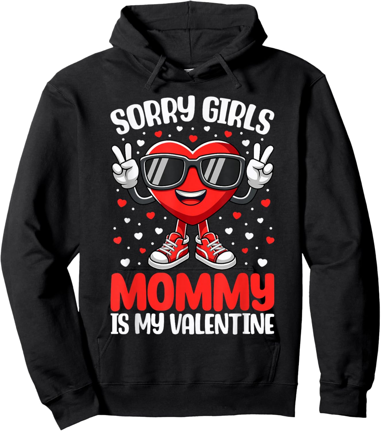 Mommy is My Valentine Boys Valentines Day Heart Toddler Kids Hoodie - Hoodie | Black