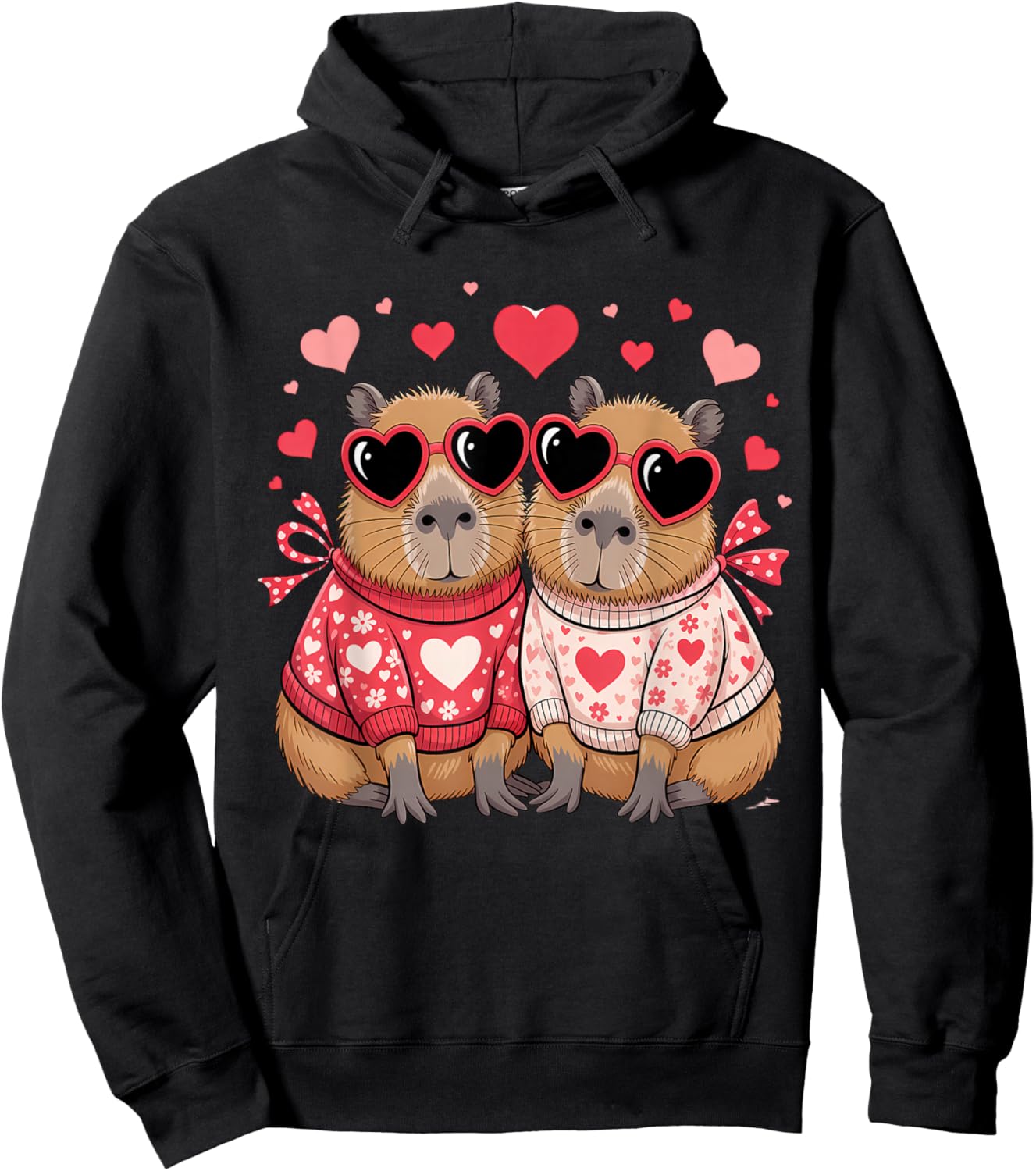 Valentines Day Cute Valentine Capybara Hoodie - Hoodie | Black