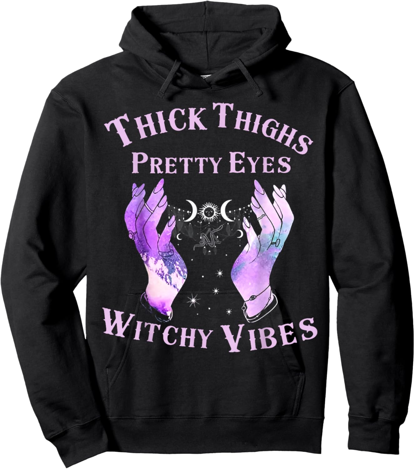Thick Thighs Pretty Eyes Witchy Vibes Hoodie - Hoodie | Black