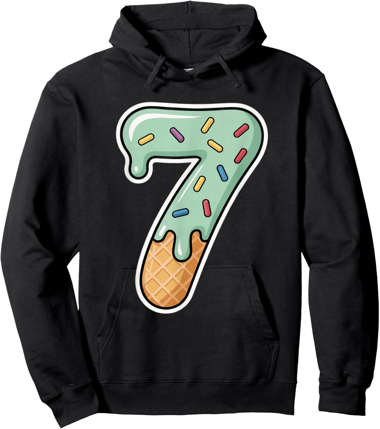 Number 7 Ice Cream Drip Six Seven 67 Meme 7th Birthday Boy Hoodie - Hoodie | Black