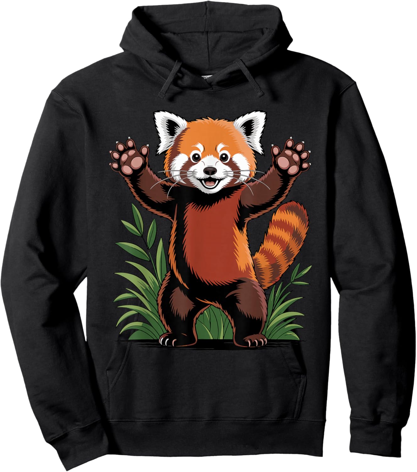 Red Panda Paws Hands Up Kawaii Red Panda Hoodie - Hoodie | Black