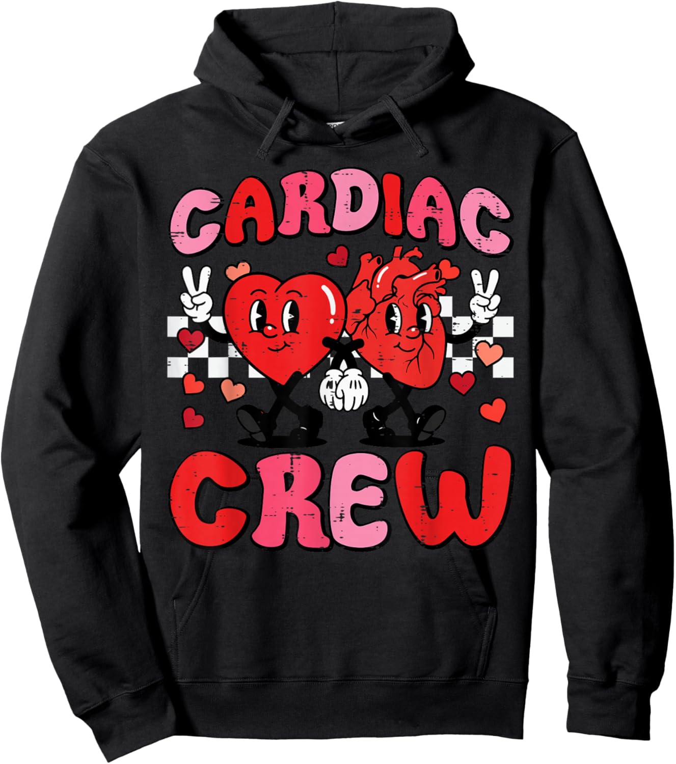 Valentine Nurse Cardiac Crew Heart Funny Scrub Top Men Women Hoodie - Hoodie | Black