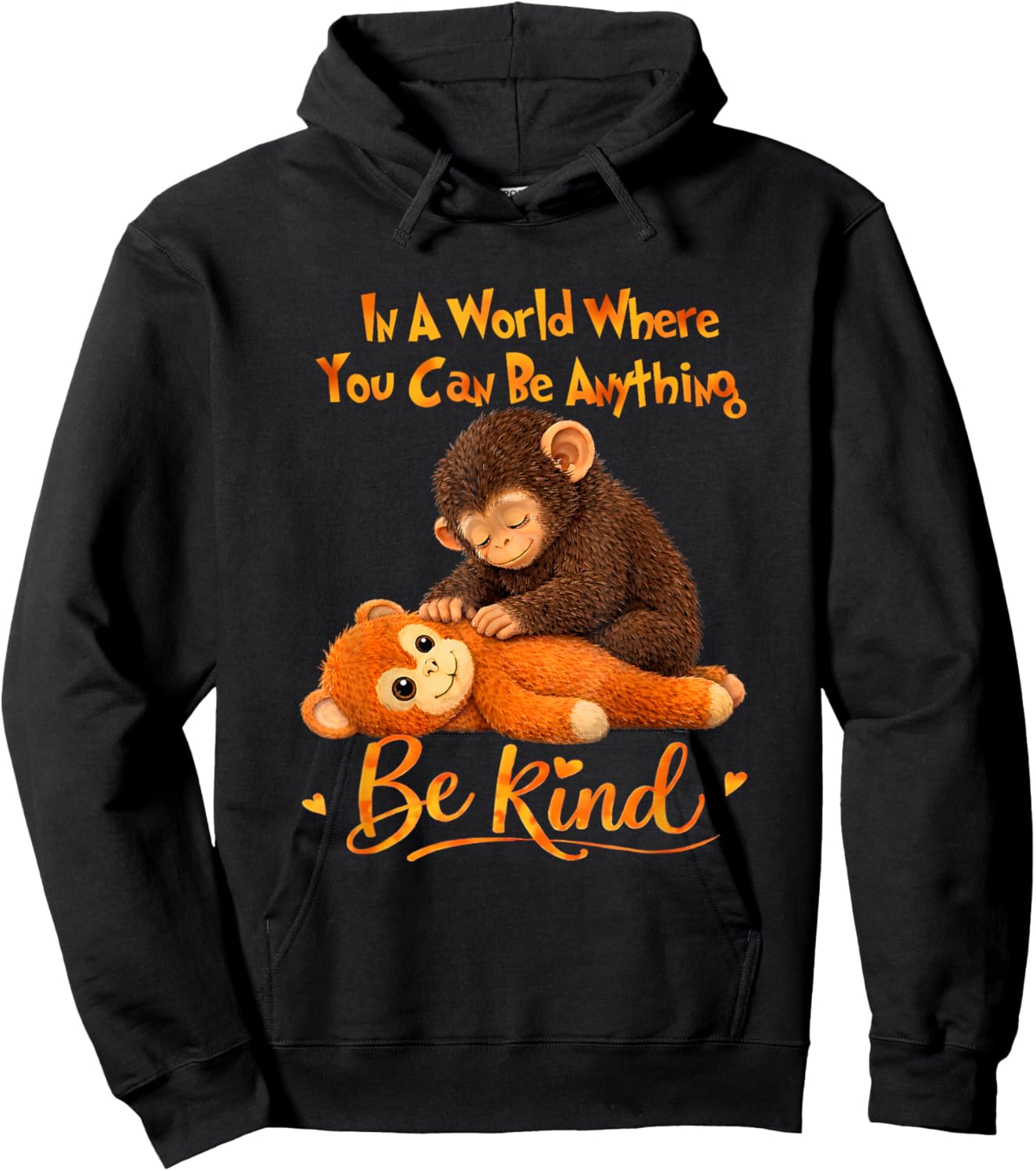 Be Kind Cute Baby Monkey Punch Team Hoodie - Hoodie | Black