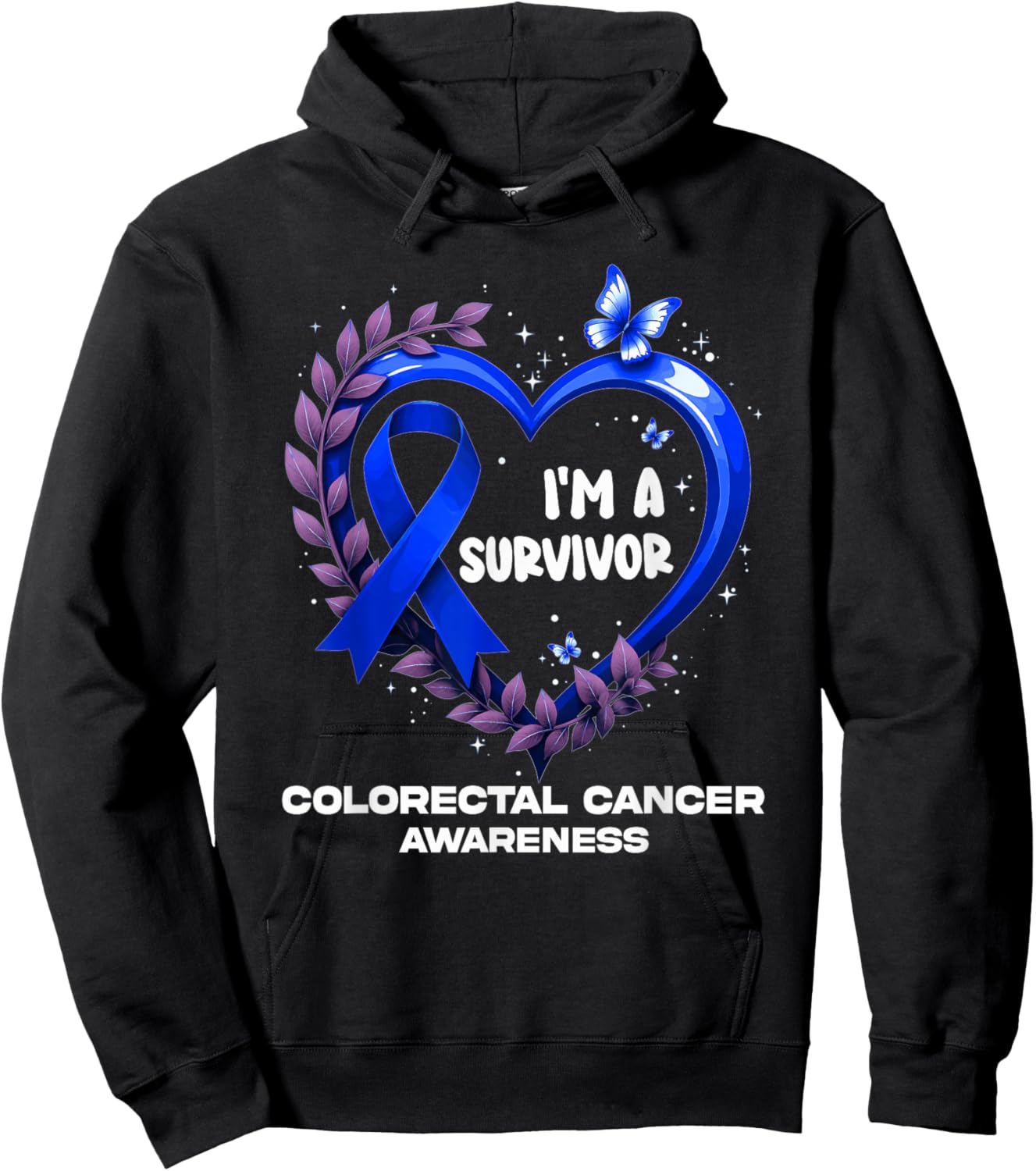 I'm A Survivor Colorectal Cancer Awareness Hoodie - Hoodie | Black