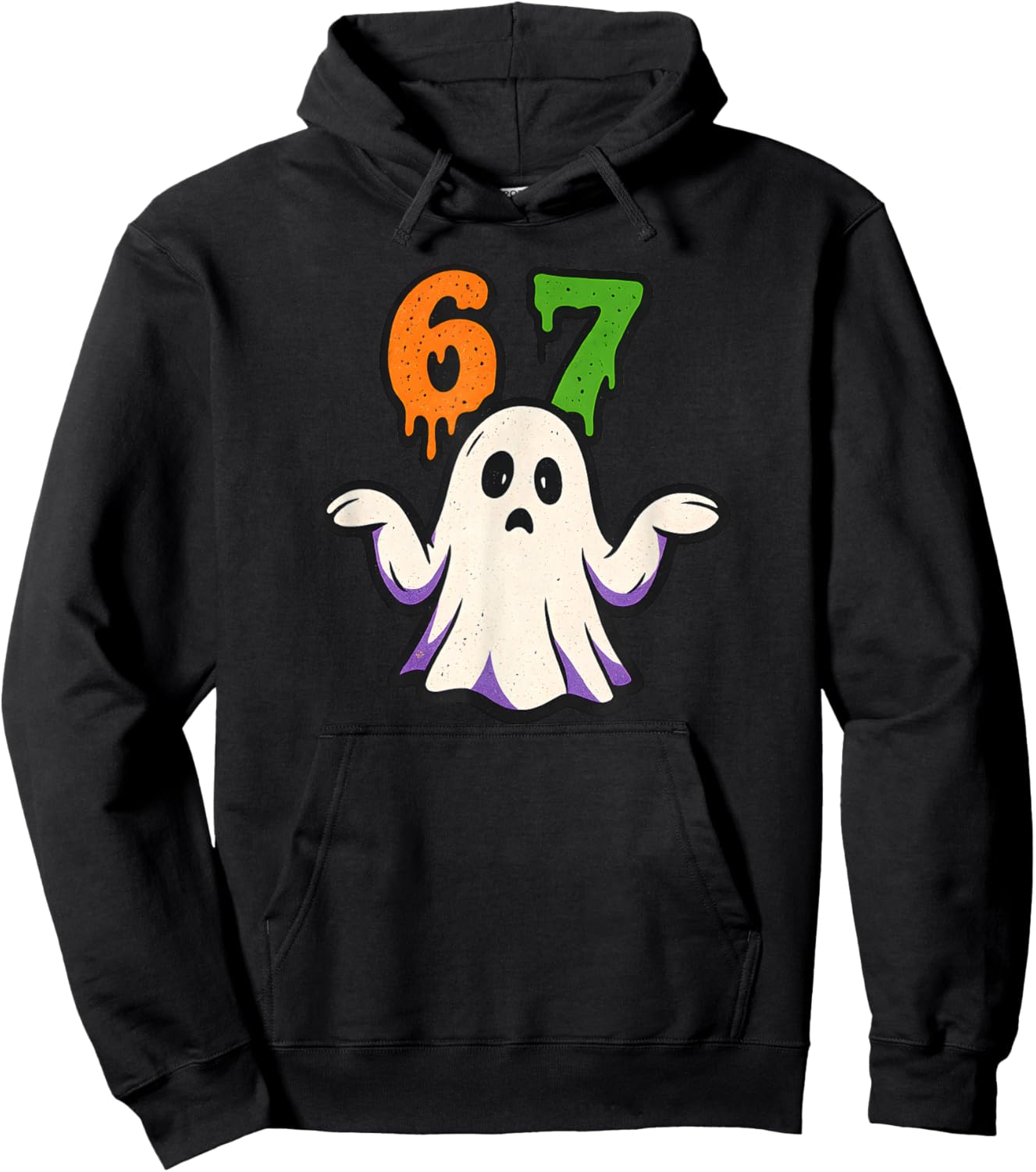Halloween SCP 67 Cute Ghost Meme Six Seven Costume Design Hoodie - Hoodie | Black