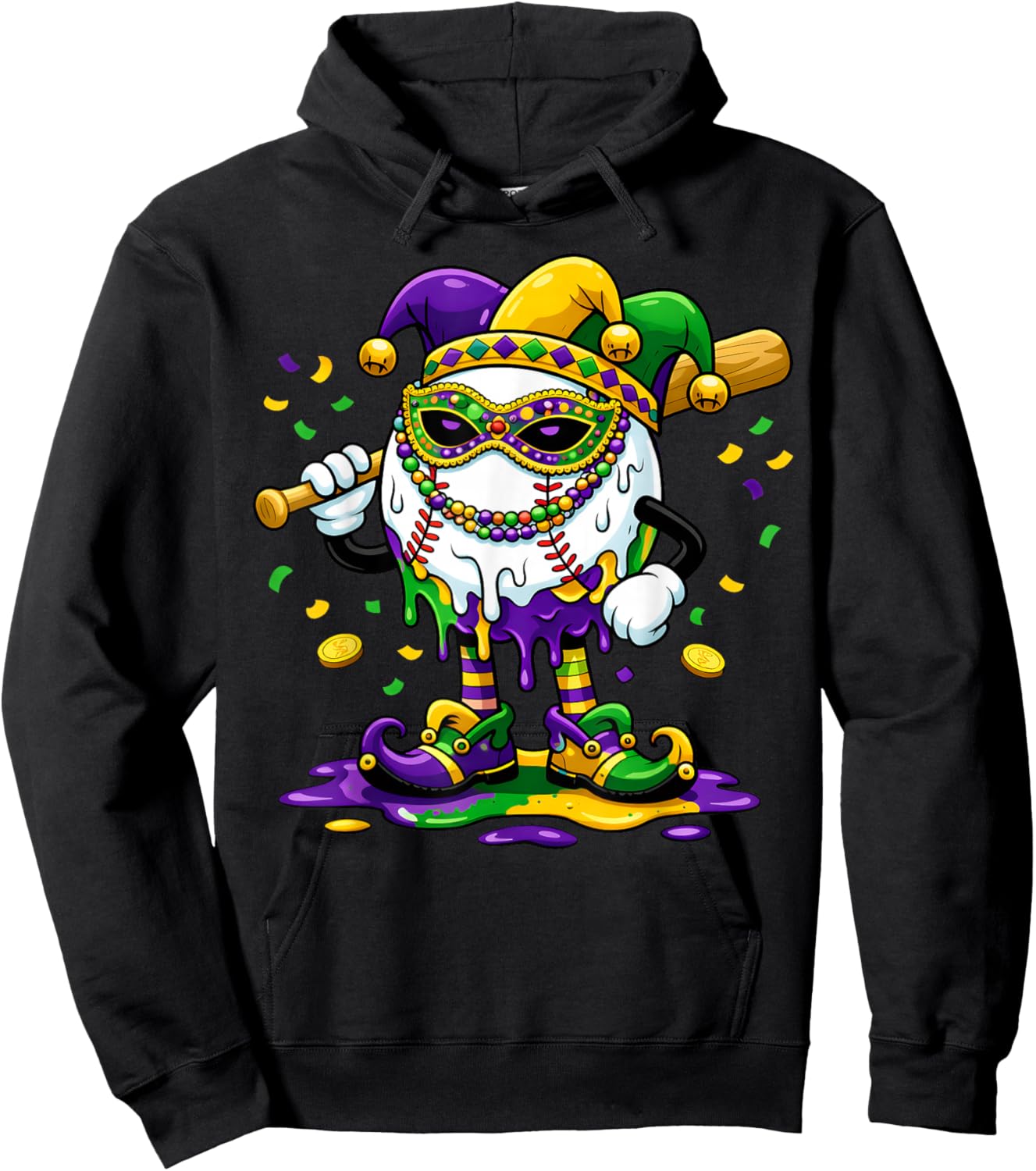 Mardi Gras Baseball Beads Party Fun Boys Girls Kids Hoodie - Hoodie | Black