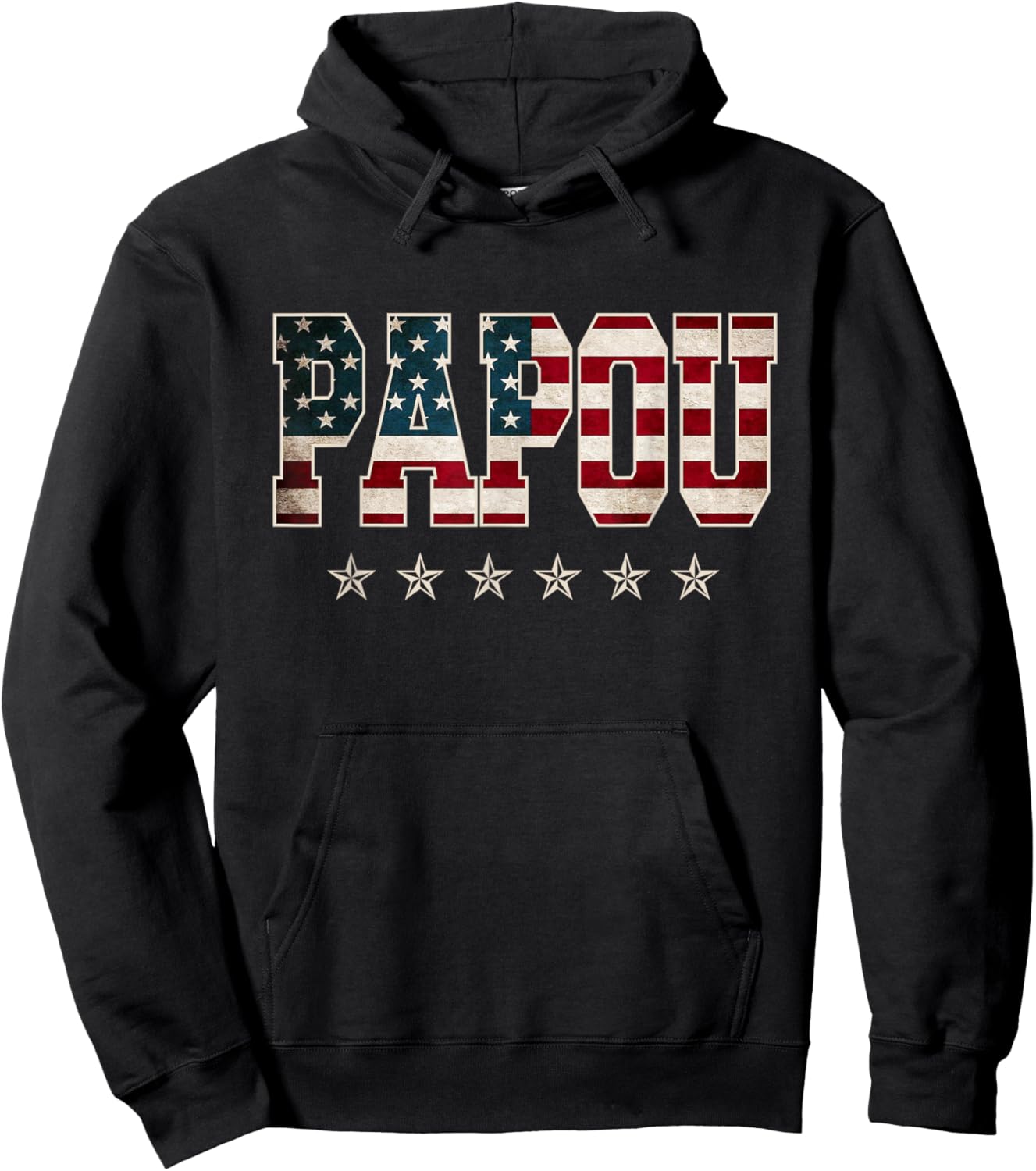 Christmas Papou Father's Day American Flag 4th of July Xmas Hoodie - Hoodie | Black
