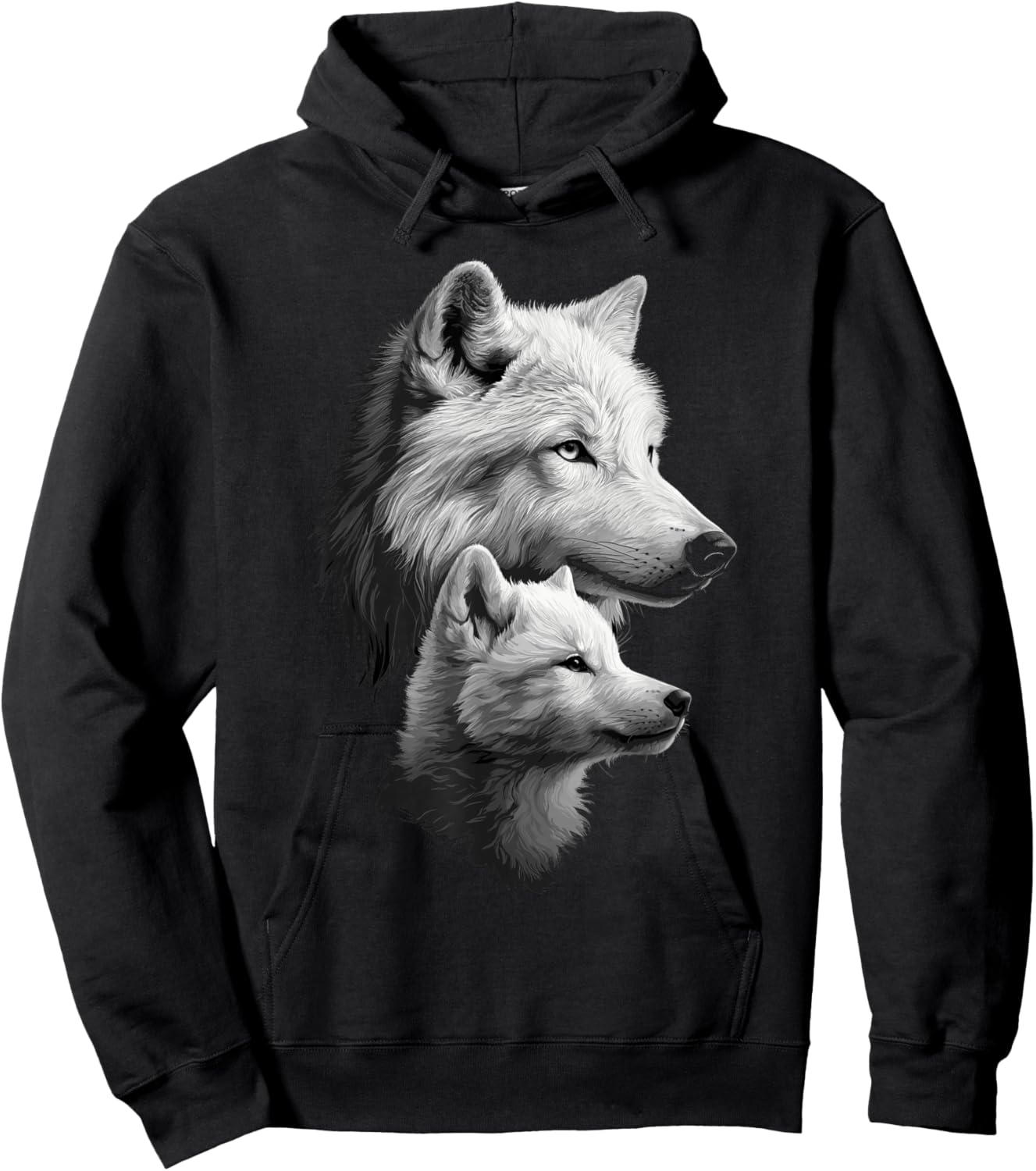 Wolf and Wolf Cub Men Wolf Lover Women Girls Cute Wolf Hoodie - Hoodie | Black