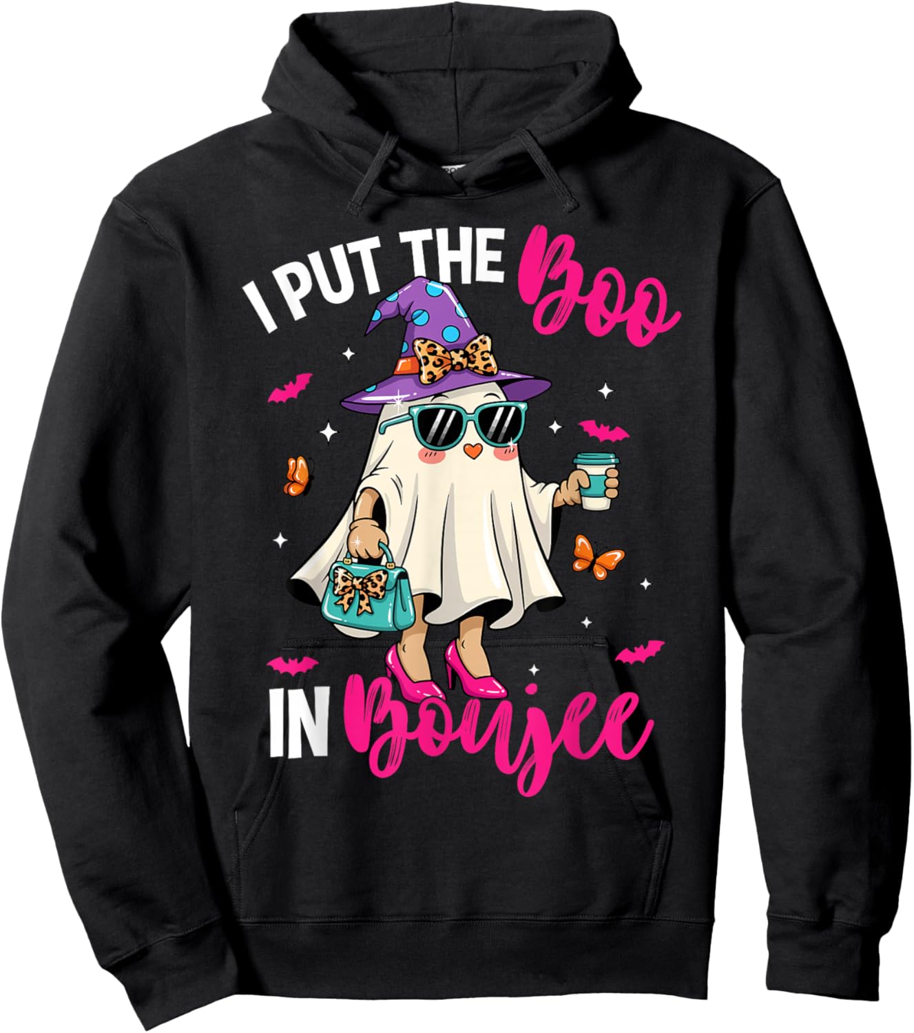 Spooky Ghost Pink I Put The Boo in Boujee Boo-Jie Halloween Hoodie - Hoodie | Black