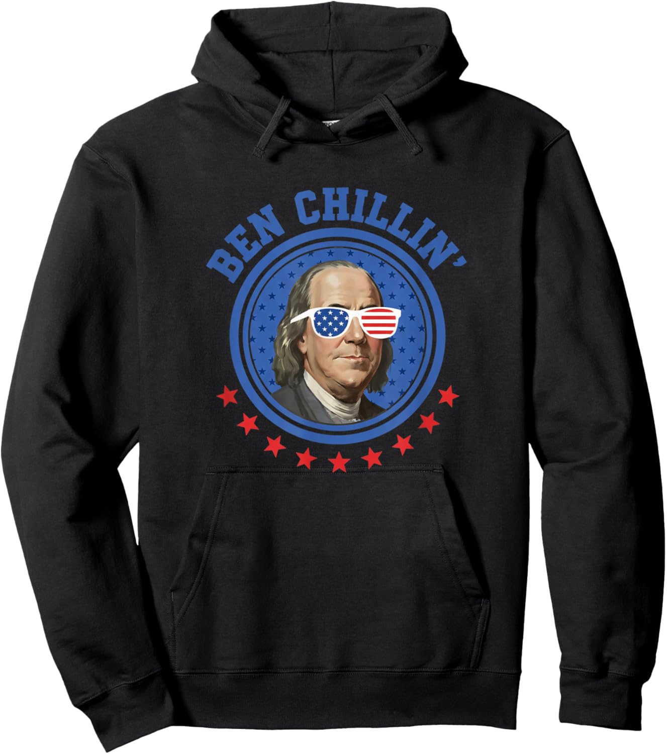 USA Ben Chillin', Ben Franklin American Flag Shades Hoodie - Hoodie | Black