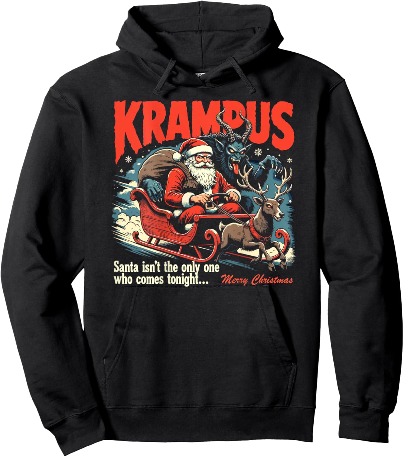 Krampus Santa Isn't The Only One Who Comes Tonight (on Back) Hoodie - Hoodie | Black