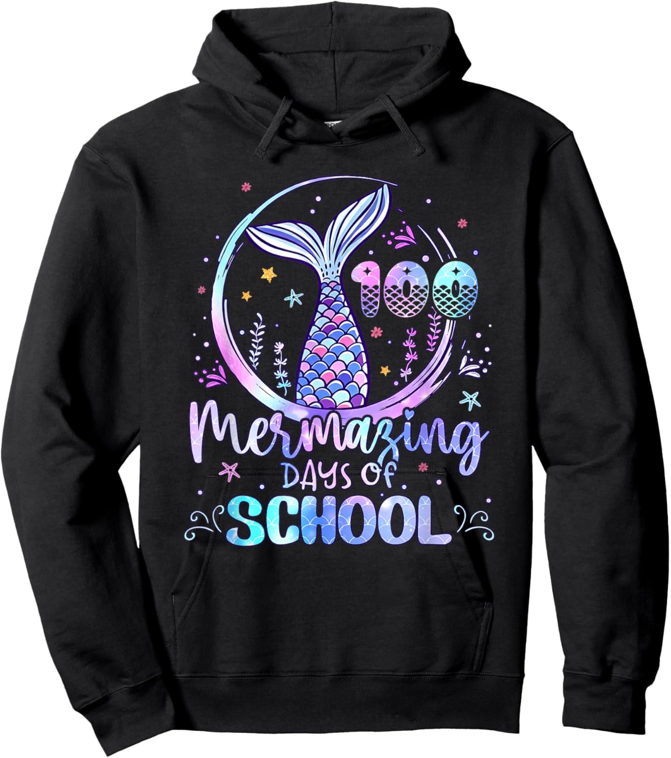 100 Mermazing Days of School Mermaid 100th Day Girls Kids Hoodie - Hoodie | Black