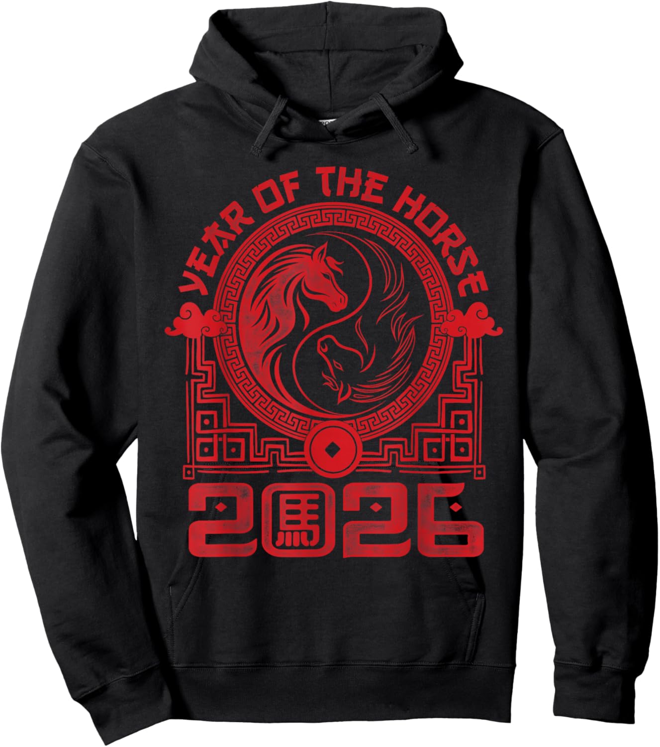 2026 Year of The Horse Chinese Zodiac Chinese New Year Hoodie - Hoodie | Black