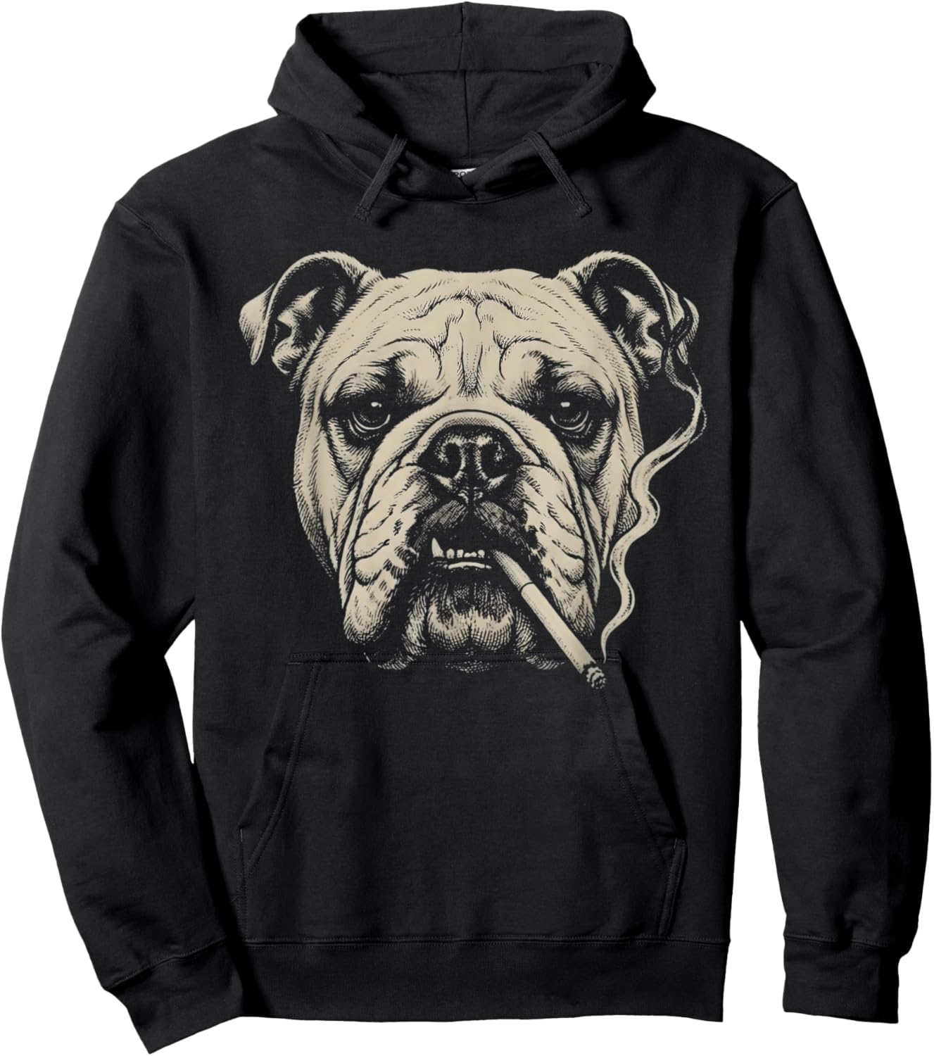 Dog Smoking Cigarette Funny English Bulldog Meme Hoodie - Hoodie | Black