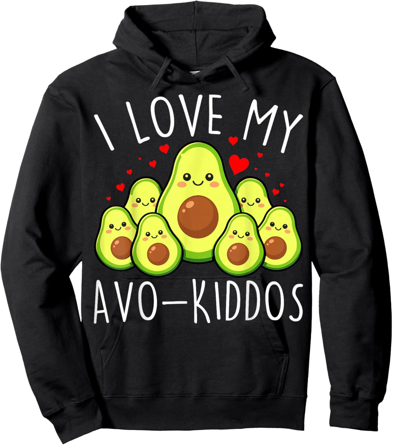 I Love My AVO Kiddos Funny Teacher Valentine's Day Avocado Hoodie - Hoodie | Black