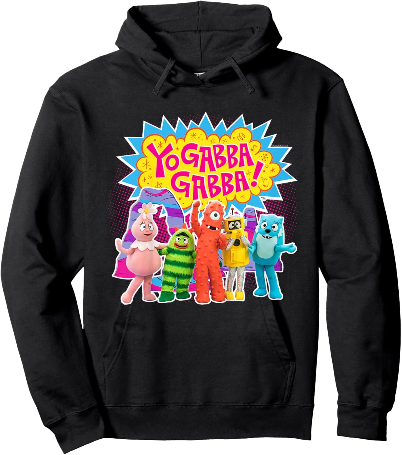Kids Yo Gabba Gabba! Colorful Character Photo TV Show Hoodie - Hoodie | Black