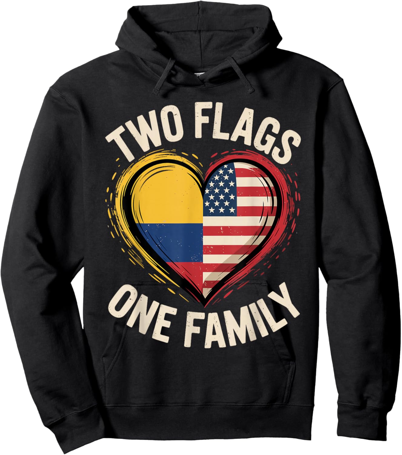 Two Flags One Family American Colombian USA Colombia America Hoodie - Hoodie | Black