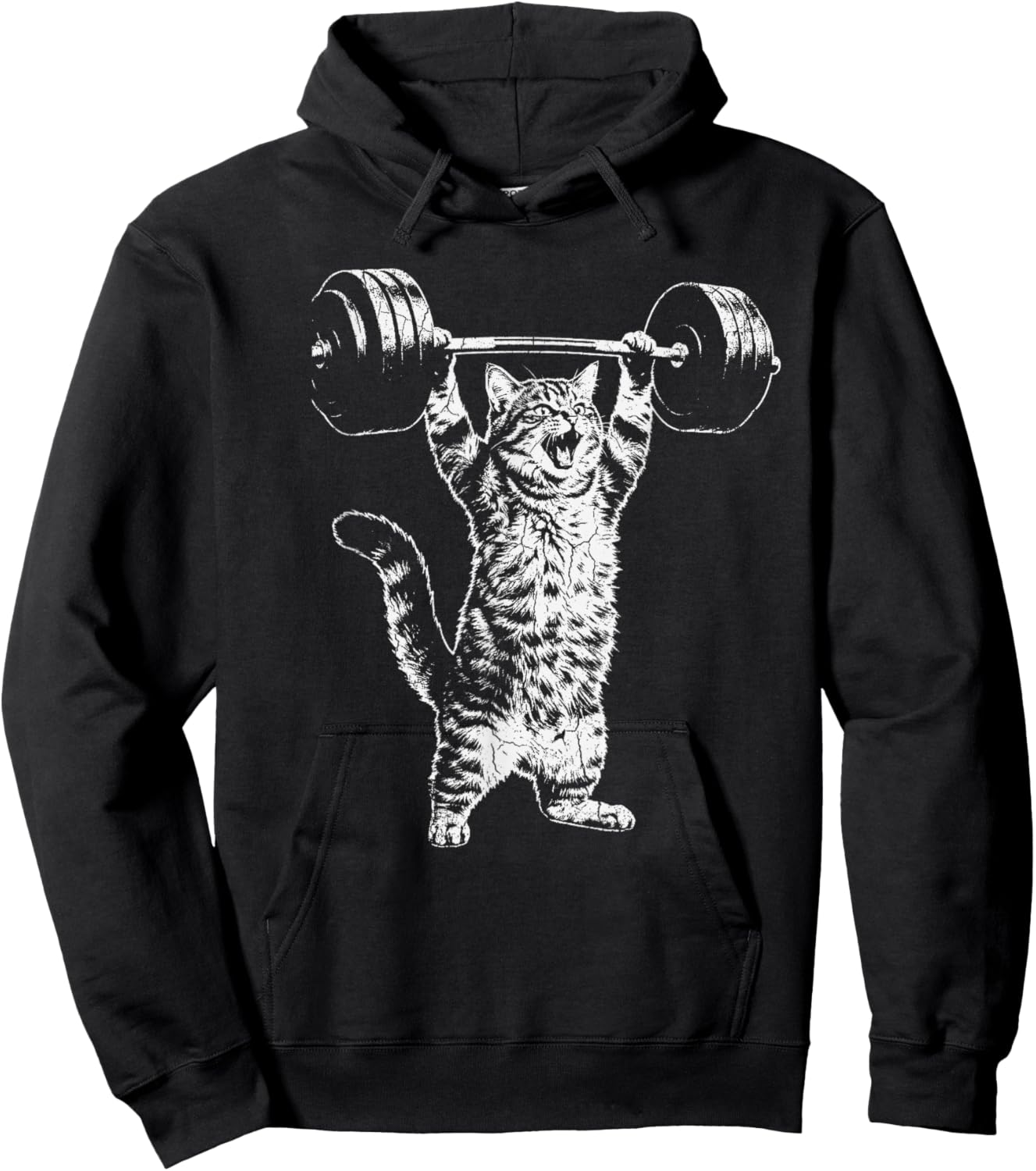 Weight Lifting Gym Cat Deadlift Funny Vintage Hoodie - Hoodie | Black