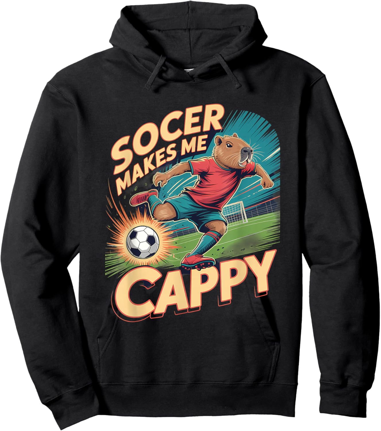 Soccerer Capybara Pun Football Funny Soccer Hoodie - Hoodie | Black
