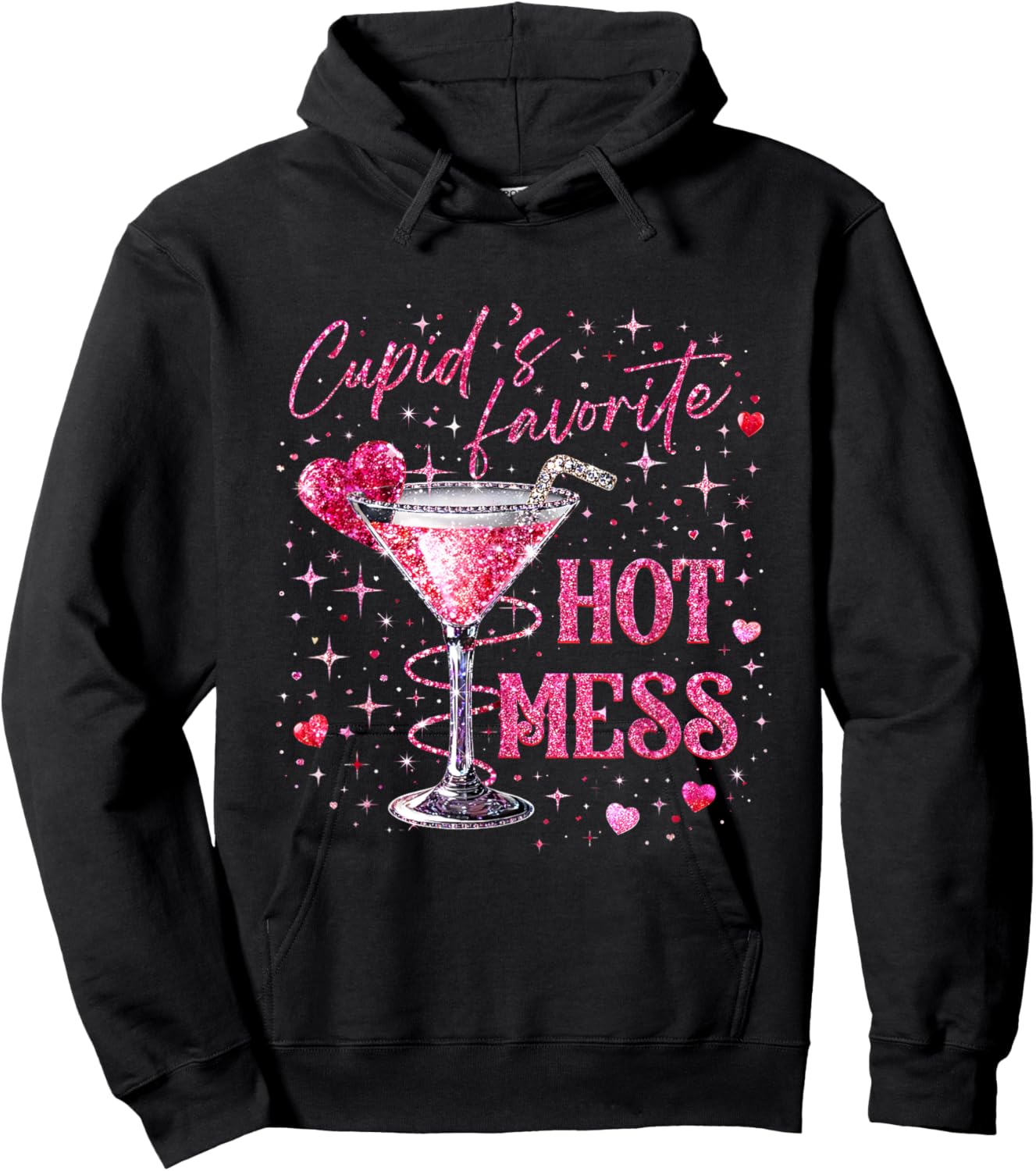 Even Cupid Need A Margarita Retro Trendy Valentine Funny Hoodie - Hoodie | Black