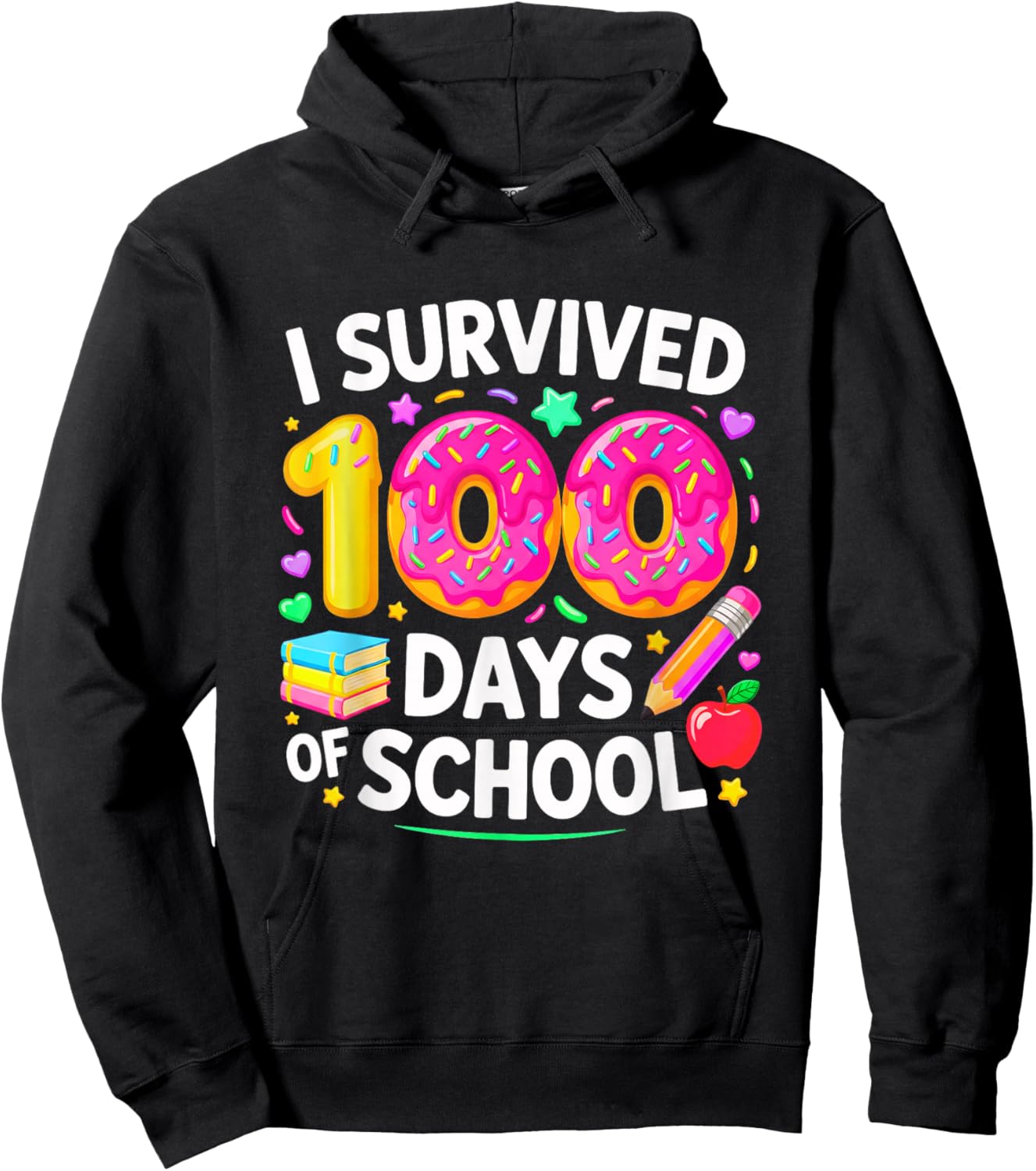 I Survived 100 Days of School 100th Days of School Hoodie - Hoodie | Black