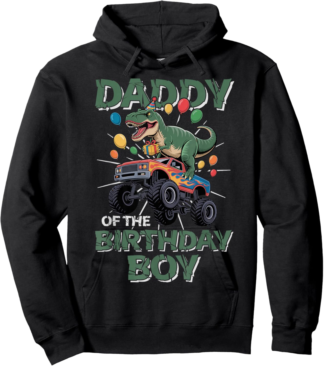 Daddy of The Birthday Party Outfit Monster Truck Dad Hoodie - Hoodie | Black
