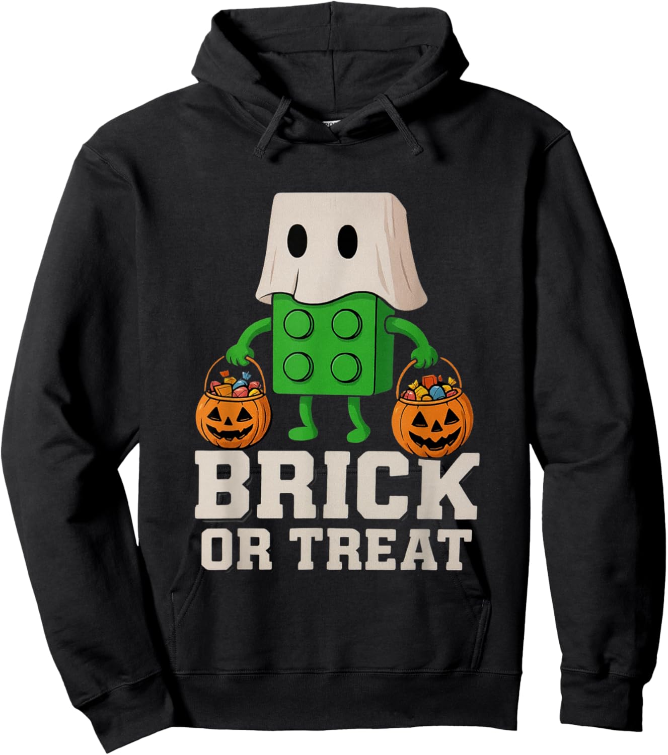 Building Bricks Halloween Brick or Treat Ghost Builder Funny Hoodie - Hoodie | Black