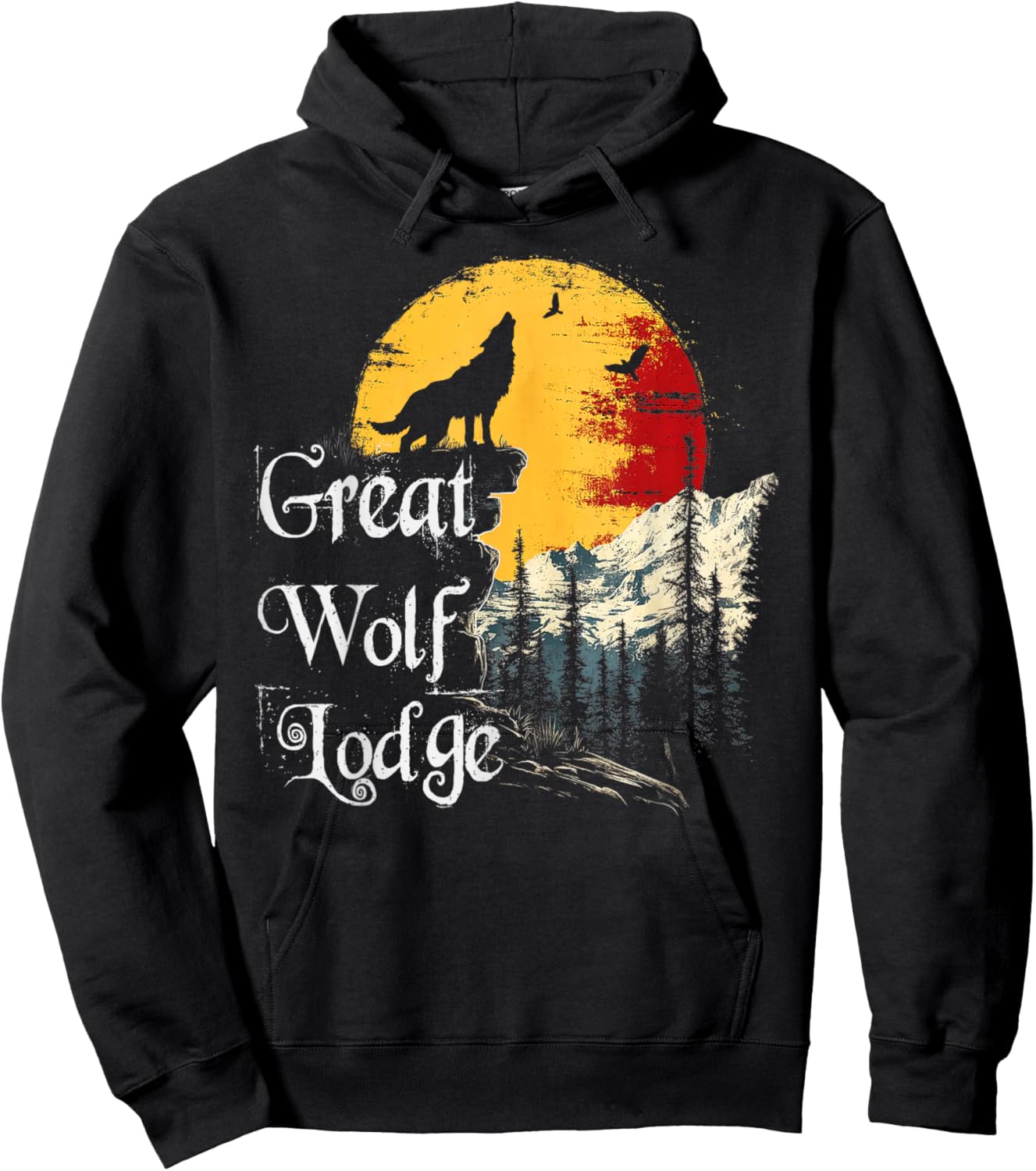 Great Wolf Lodge Lovers Outdoor Adventure Enthusiast Howling Hoodie - Hoodie | Black