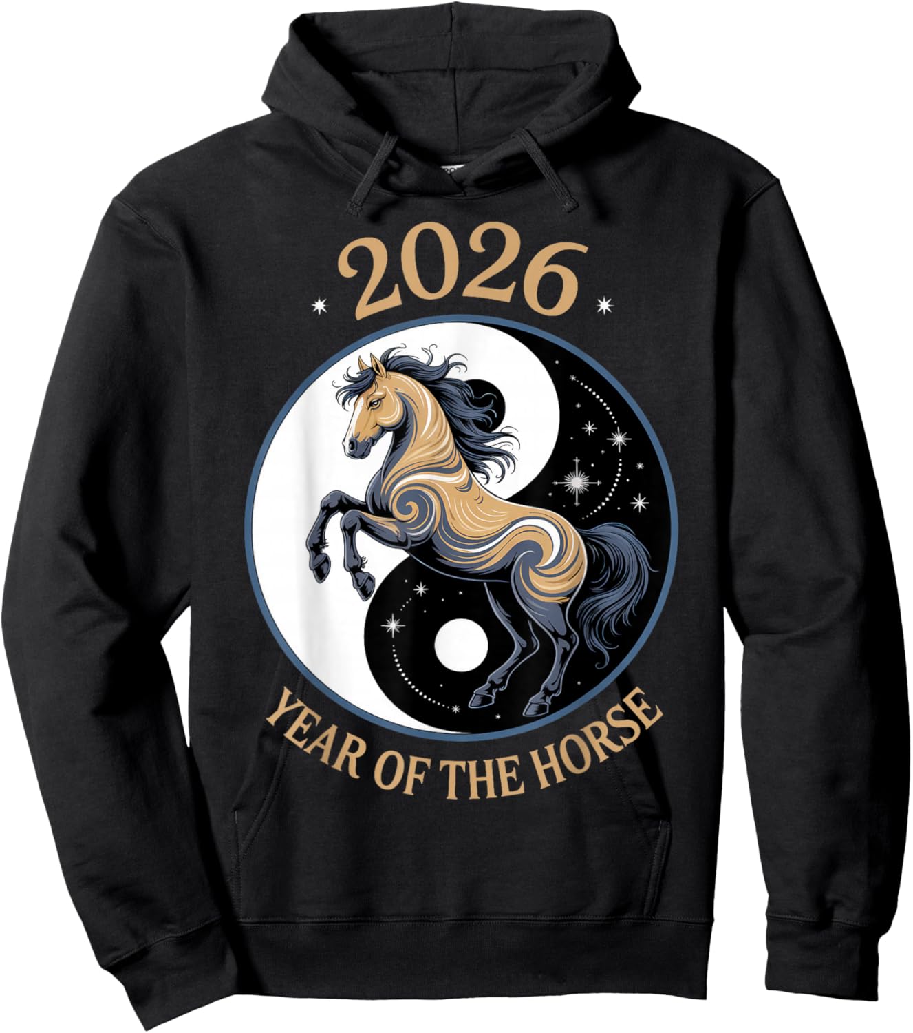Ying Yang Zodiac Chinese Lunar New Year of The Horse 2026 Hoodie - Hoodie | Black