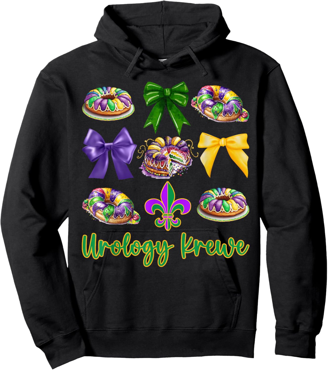 Urology Krewe Cake Mardi Gras Coquette Bow Nephrology Doctor Hoodie - Hoodie | Black
