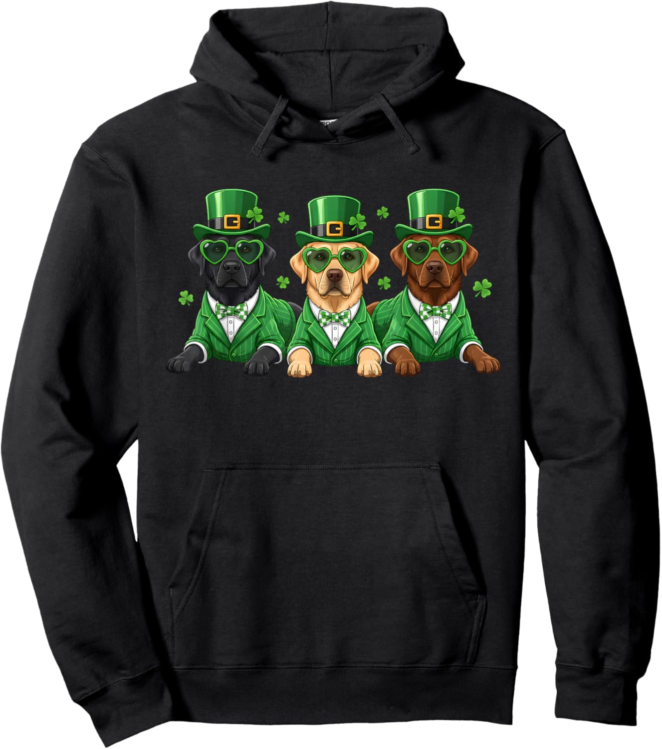 Funny Labrador Retriever Shamrock St Patricks Day Irish Dog Hoodie - Hoodie | Black