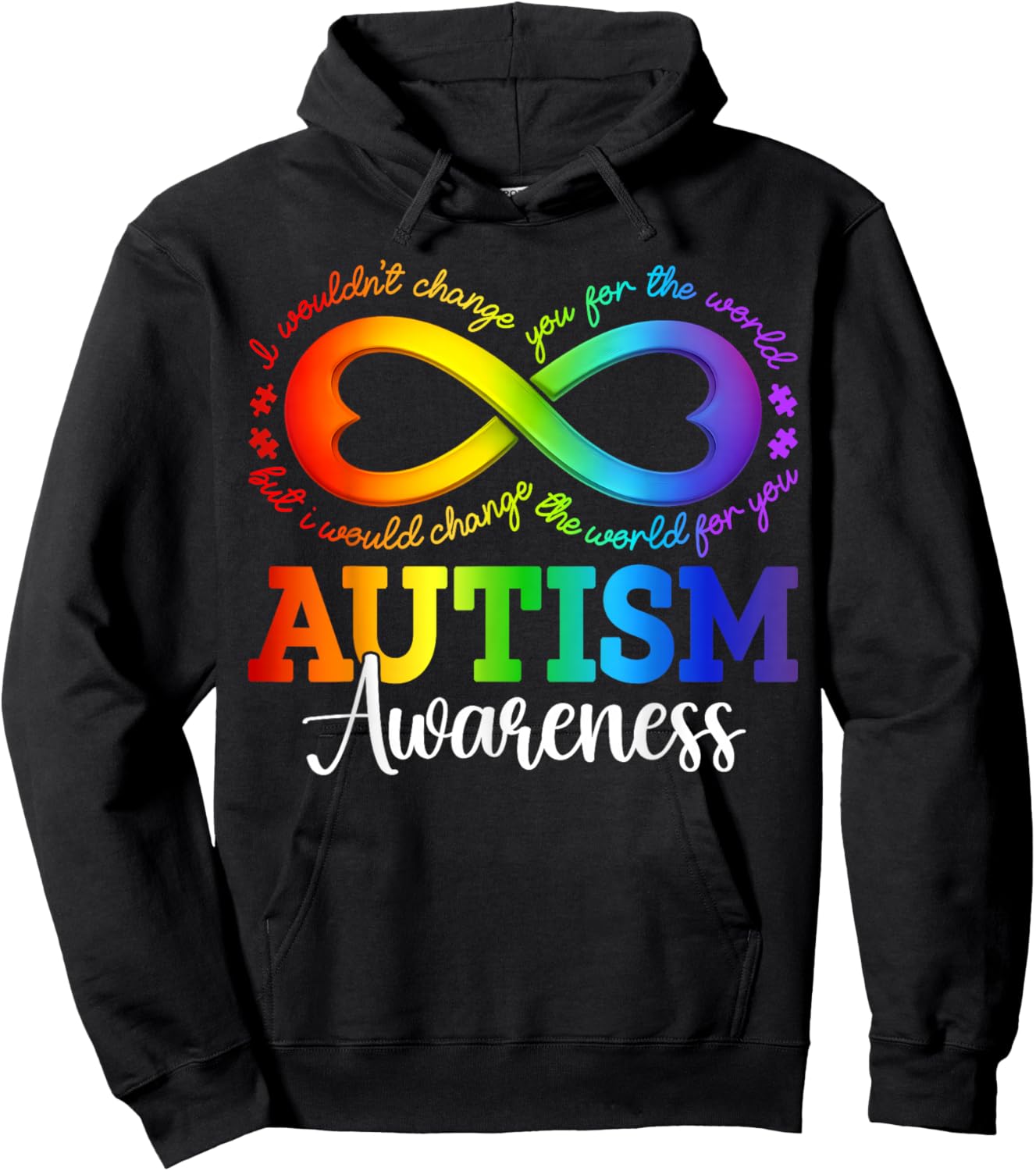 Autism Awareness Acceptance Shirt Infinity Symbol Men Women Hoodie - Hoodie | Black