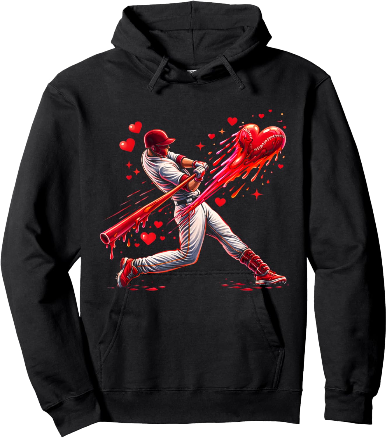 Valentine Baseball Player Drip Hoodie - Hoodie | Black