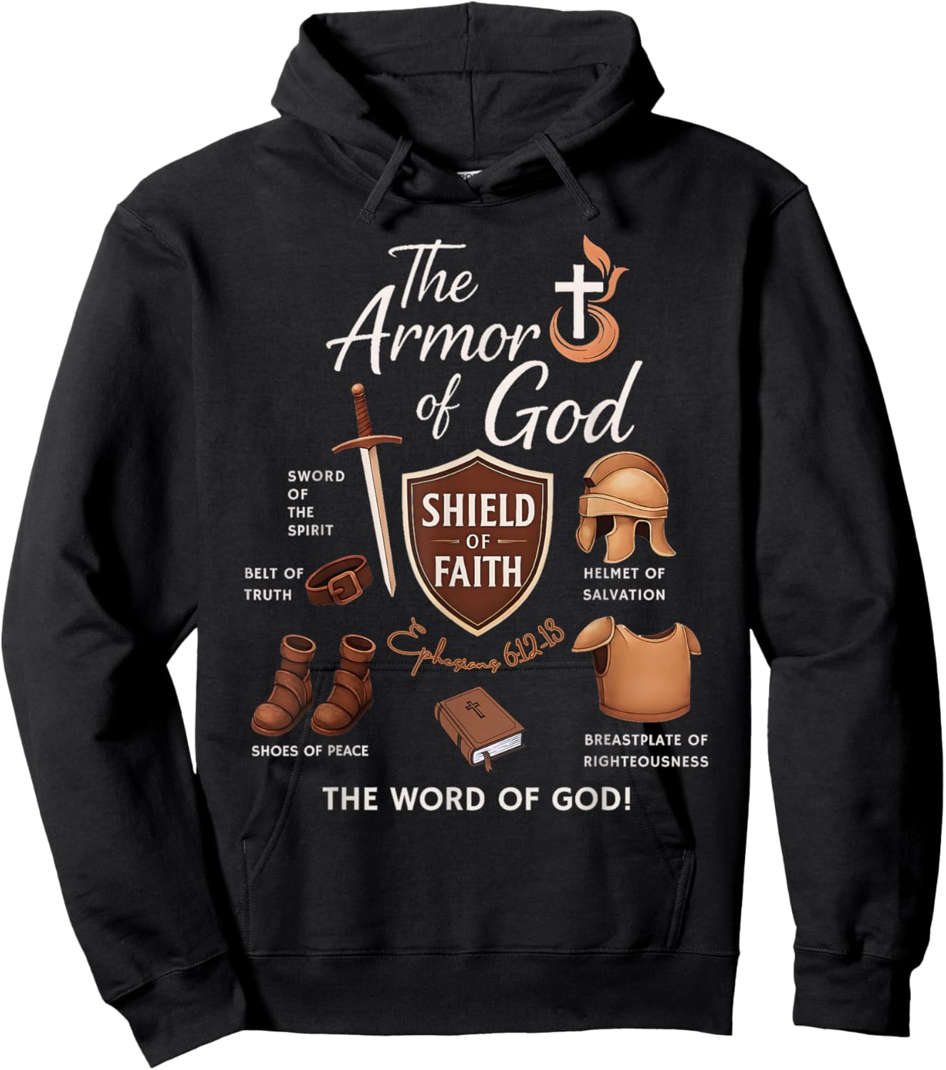 Ephesians 6 Armor of God Scripture Battle Faith Art Hoodie - Hoodie | Black