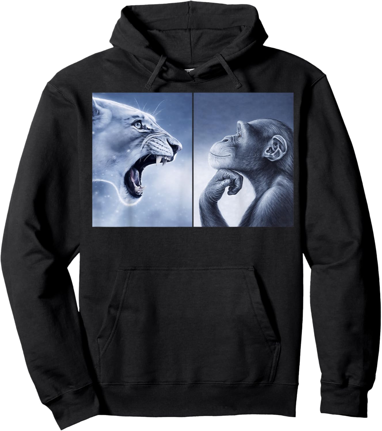 Funny Rage Bait Lion Monkey Viral Meme Hoodie - Hoodie | Black