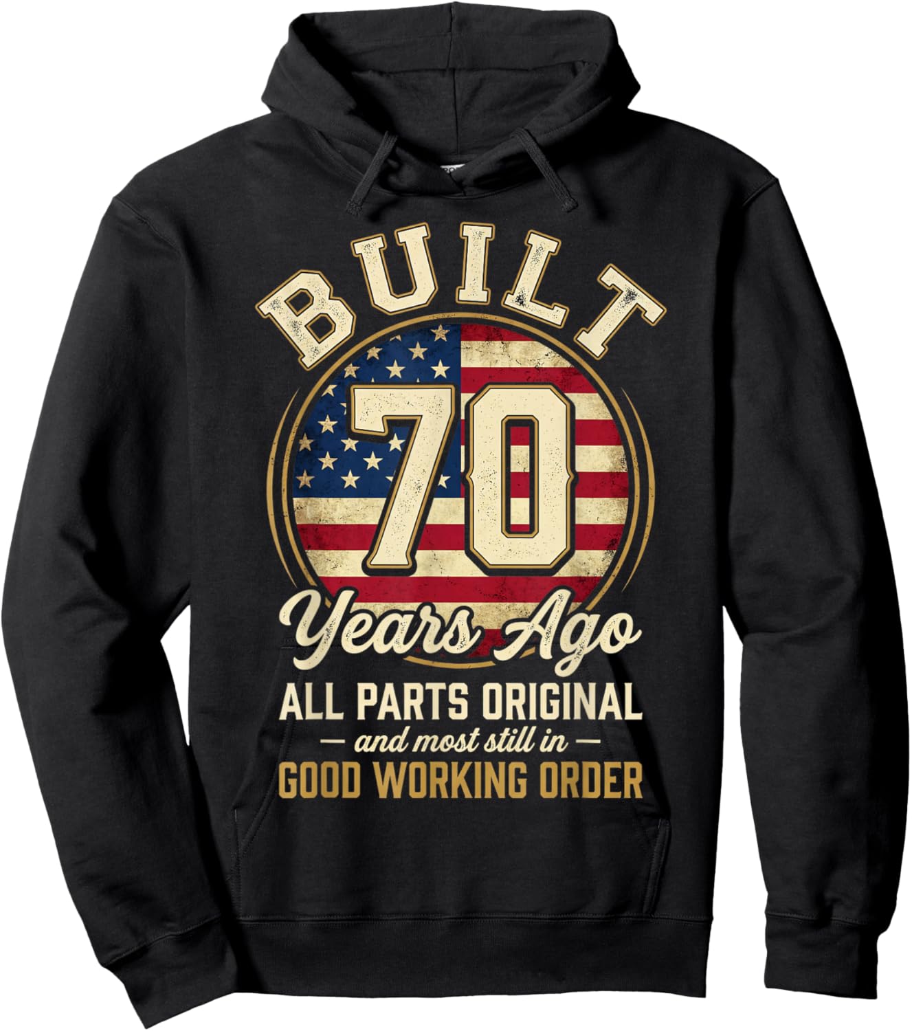 70 Year Old Man Patriotic USA Flag Dad 70th Birthday Men Hoodie - Hoodie | Black