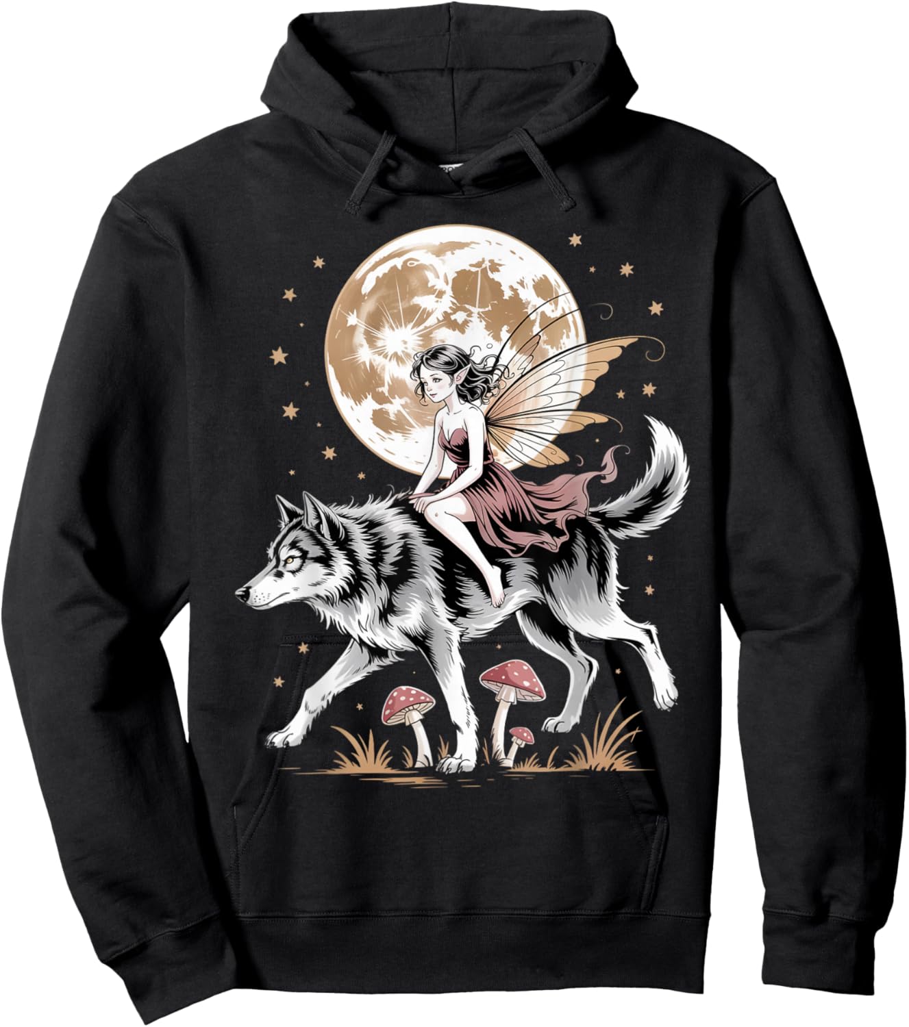 Fairy Wolf Satanism Demonic Devil Witchcraft Goth Occult Hoodie - Hoodie | Black